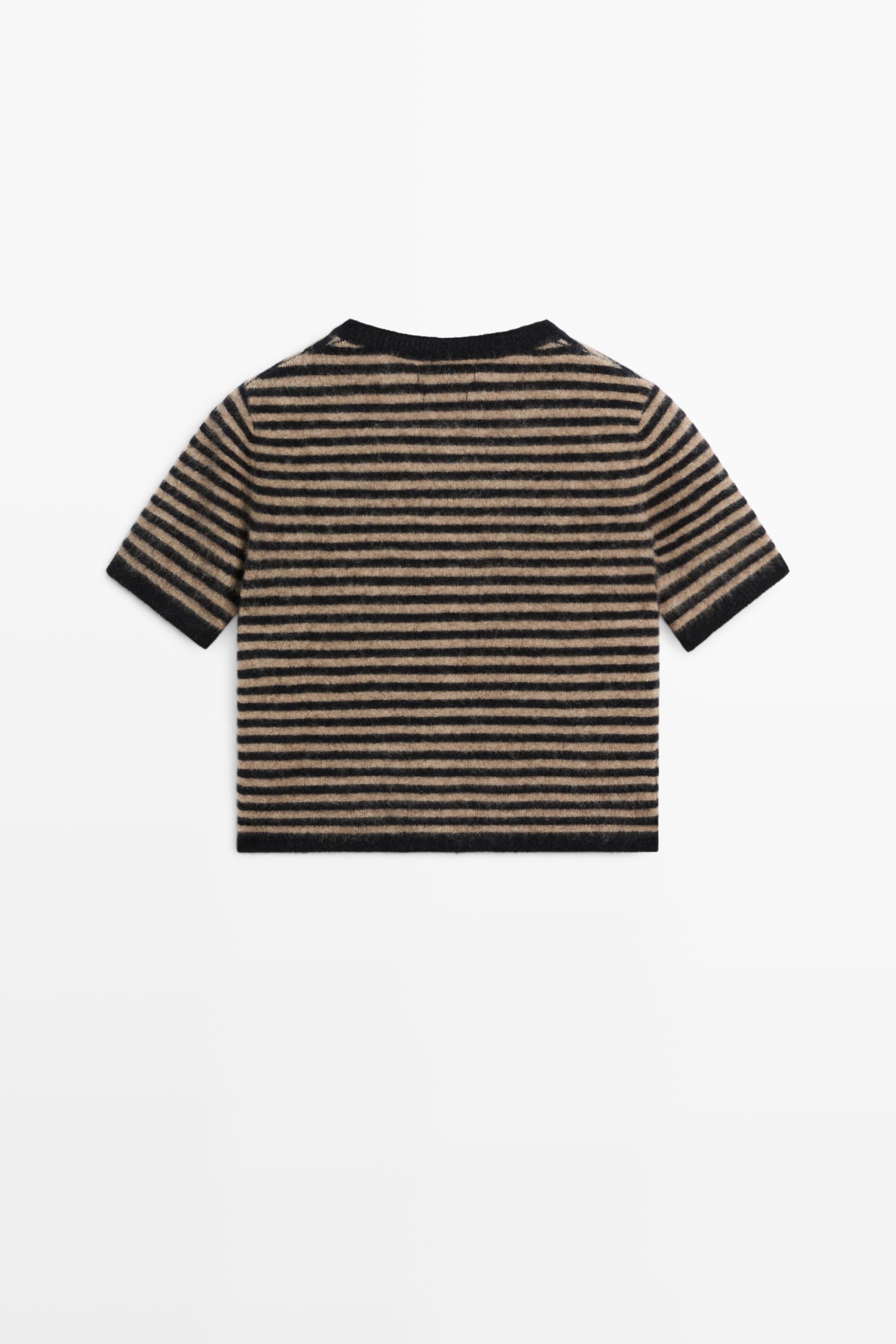 100% wool short sleeve knit cardigan — DARK BLUE