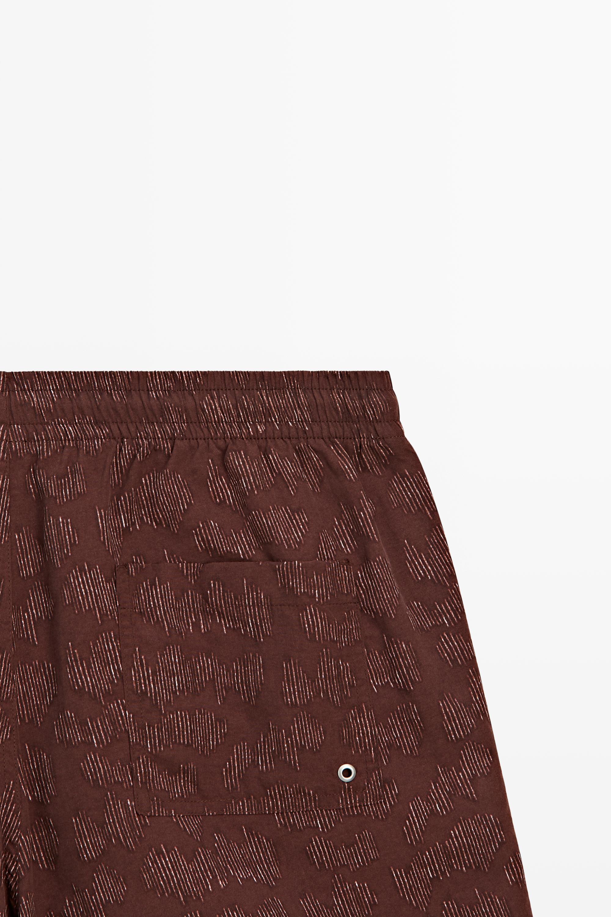 Printed swimming trunks — BURGUNDY