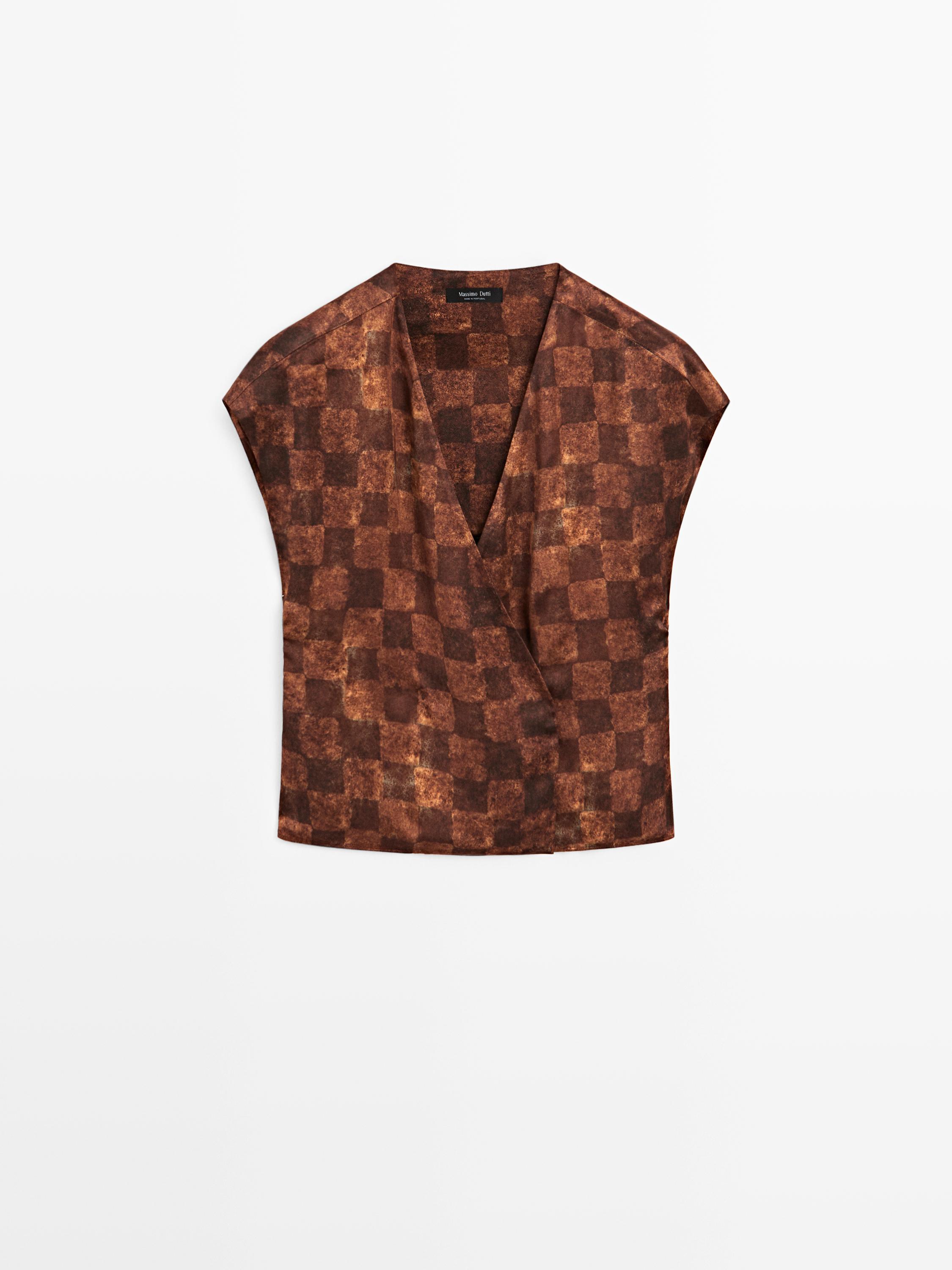 Top encreuat efecte setinat