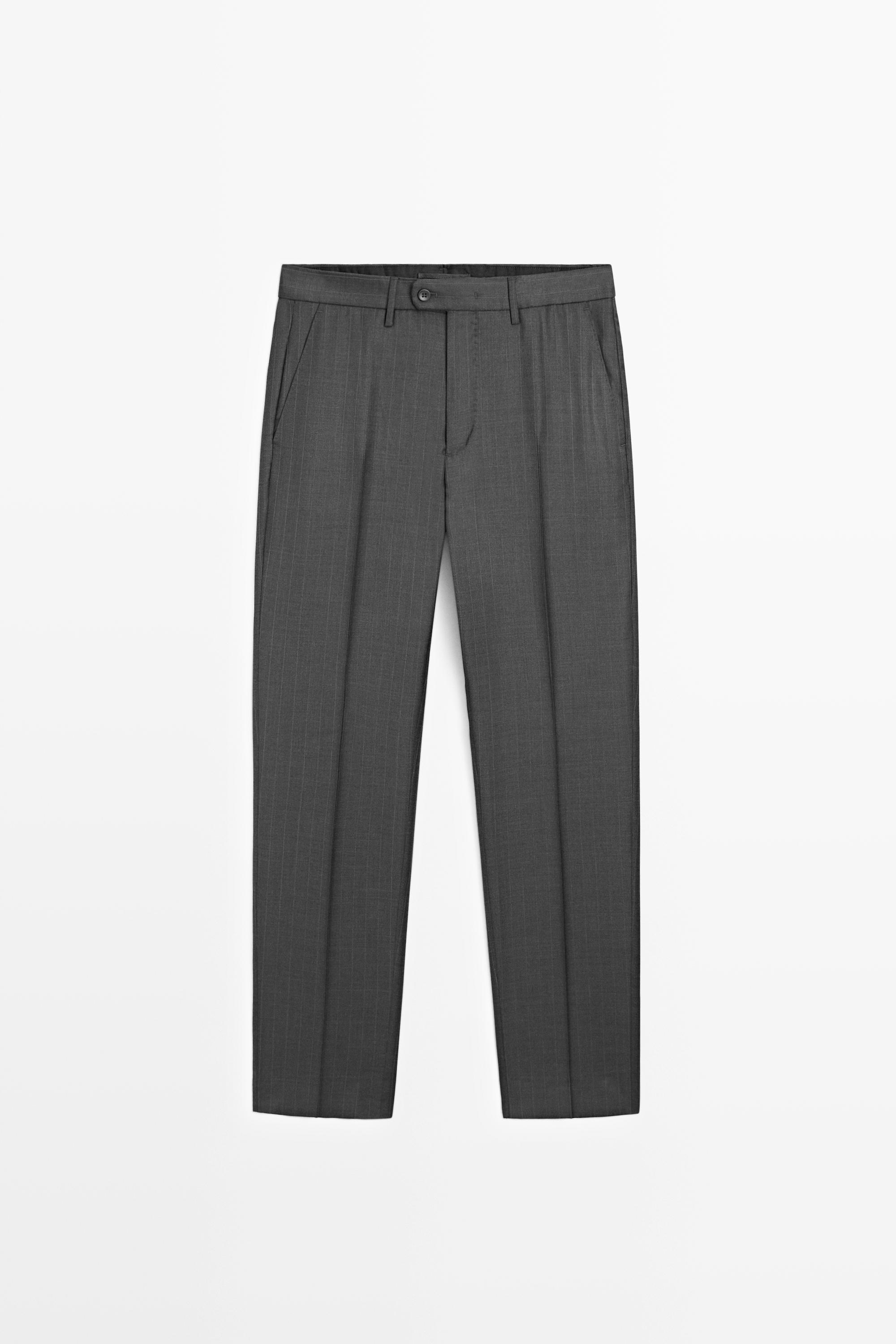 100% wool striped pants — CHARCOAL