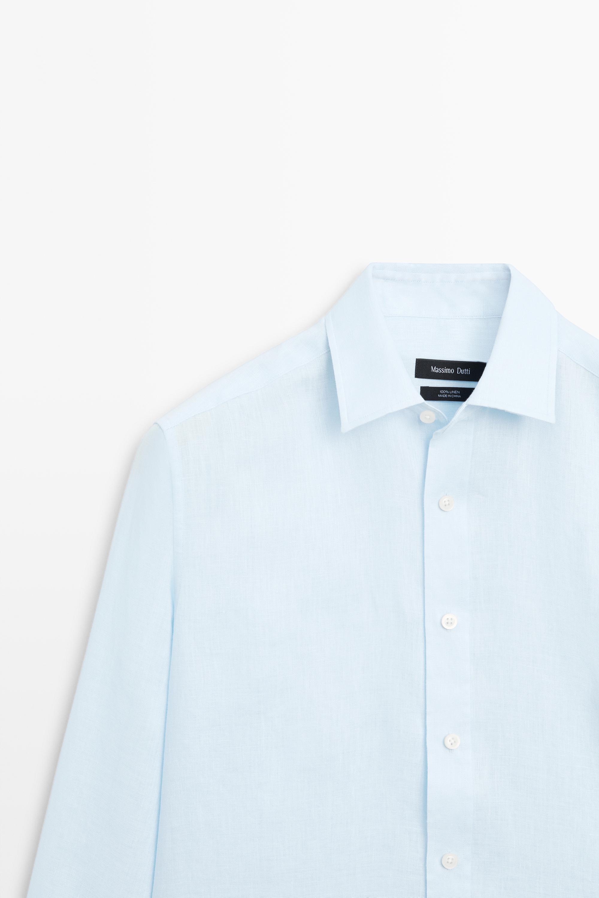 100% linen regular fit shirt — Sky blue