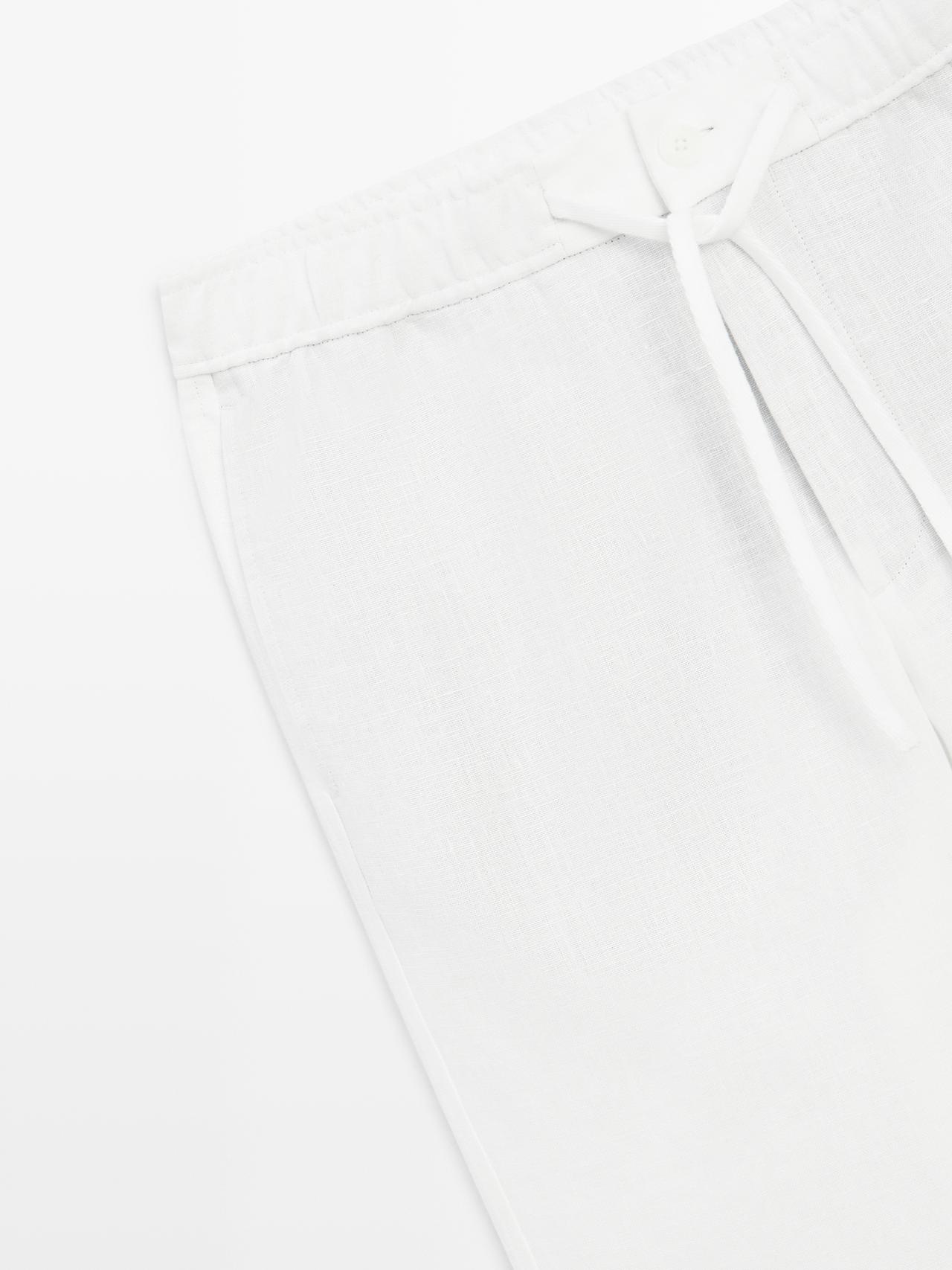 Linen jogger fit pants — WHITE