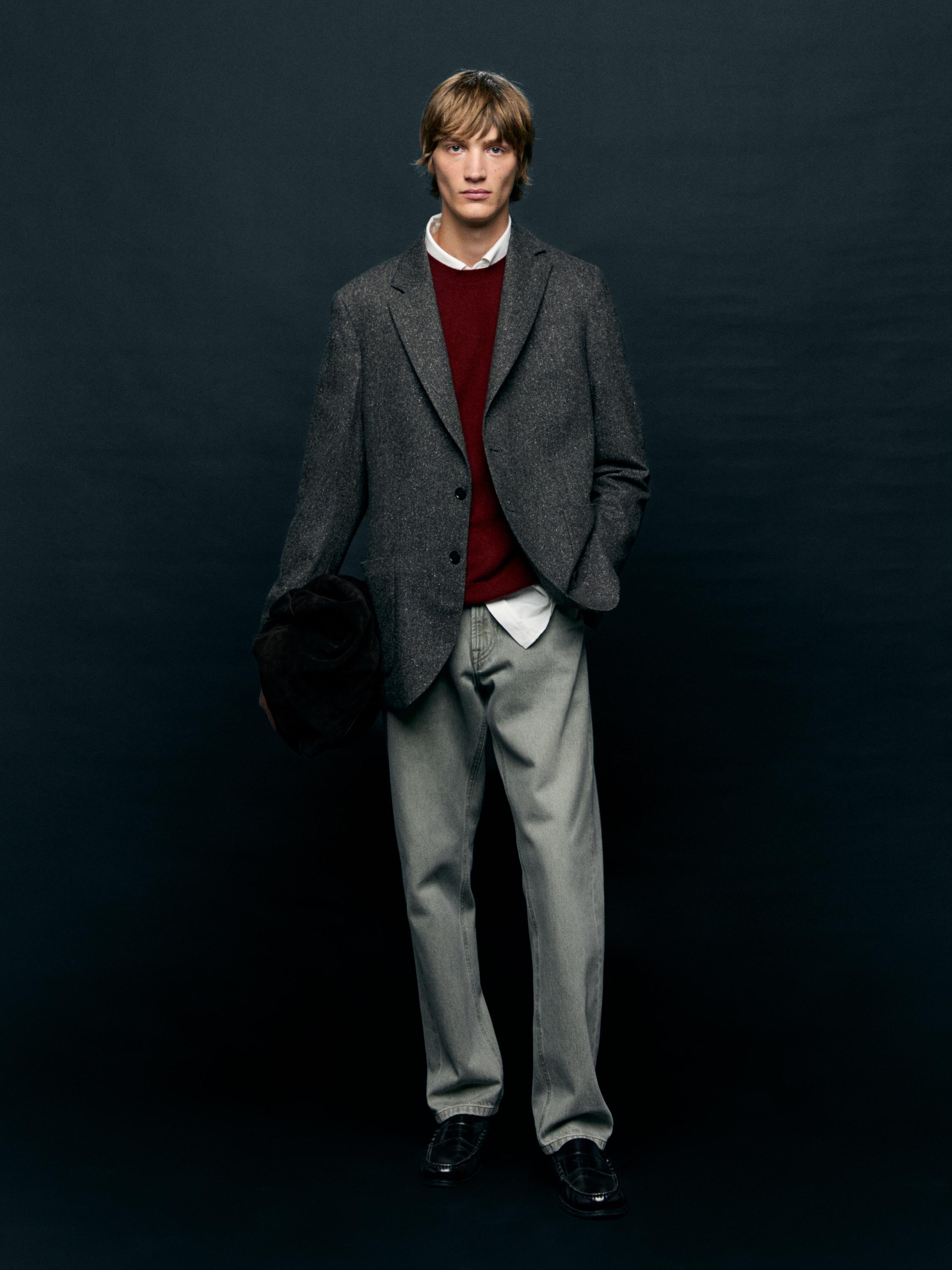 Wool blend buttoned jacket