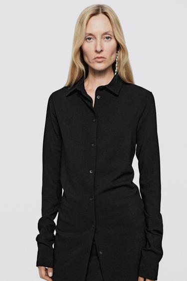 Stretch long wool blend shirt - LIMITED EDITION — BLACK 2