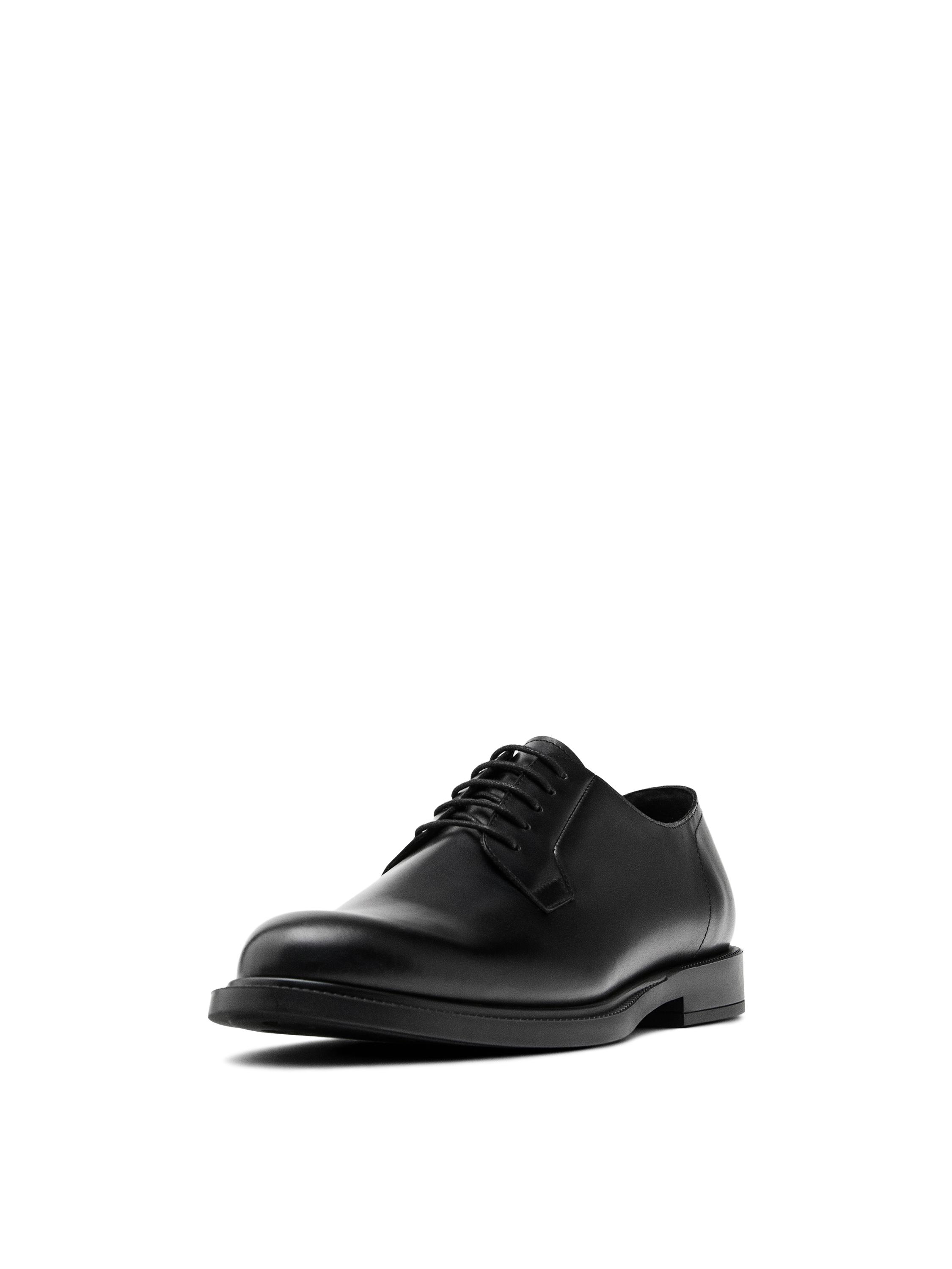 Leather derby shoes — BLACK