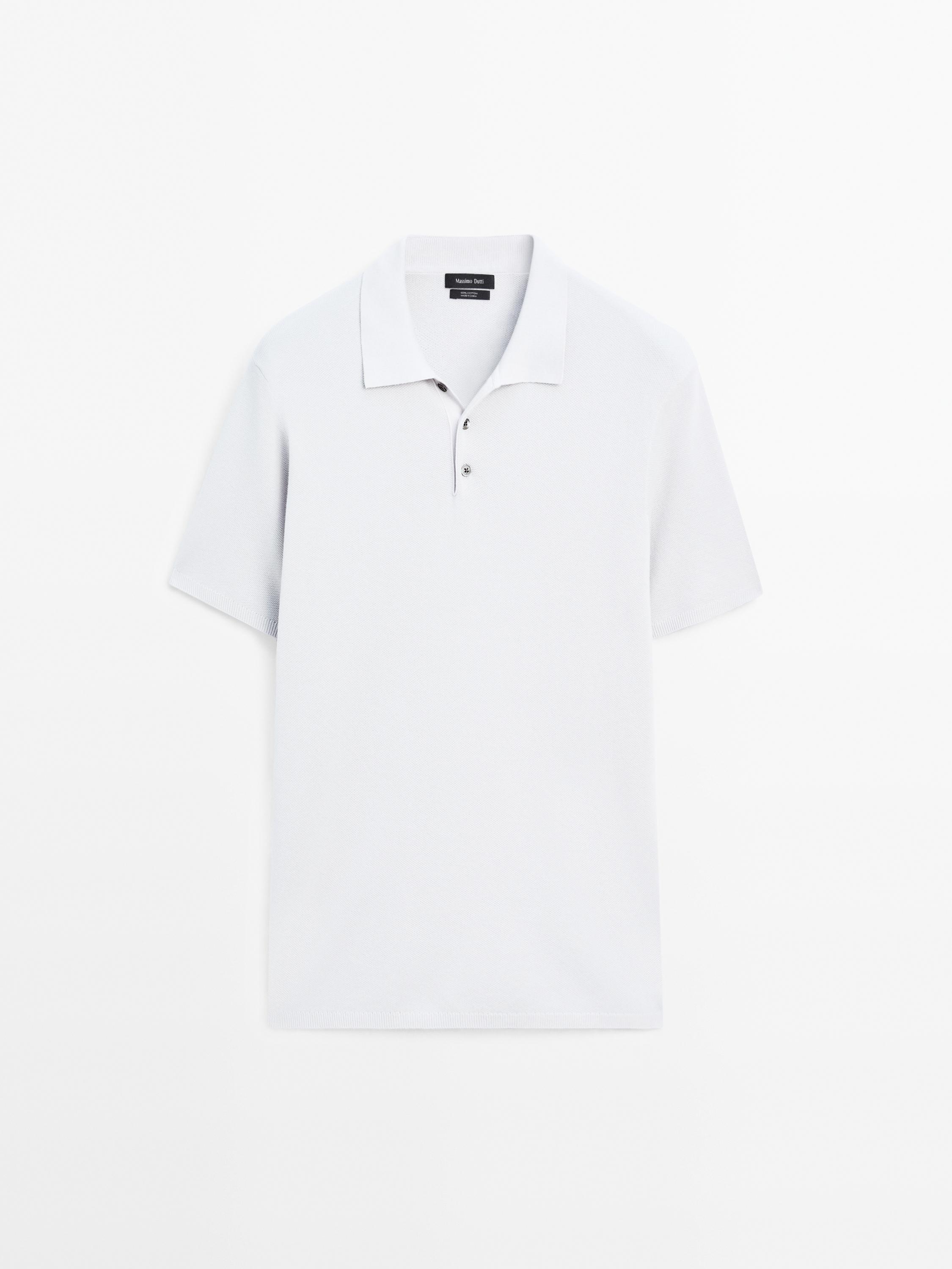 100% cotton textured knit polo shirt