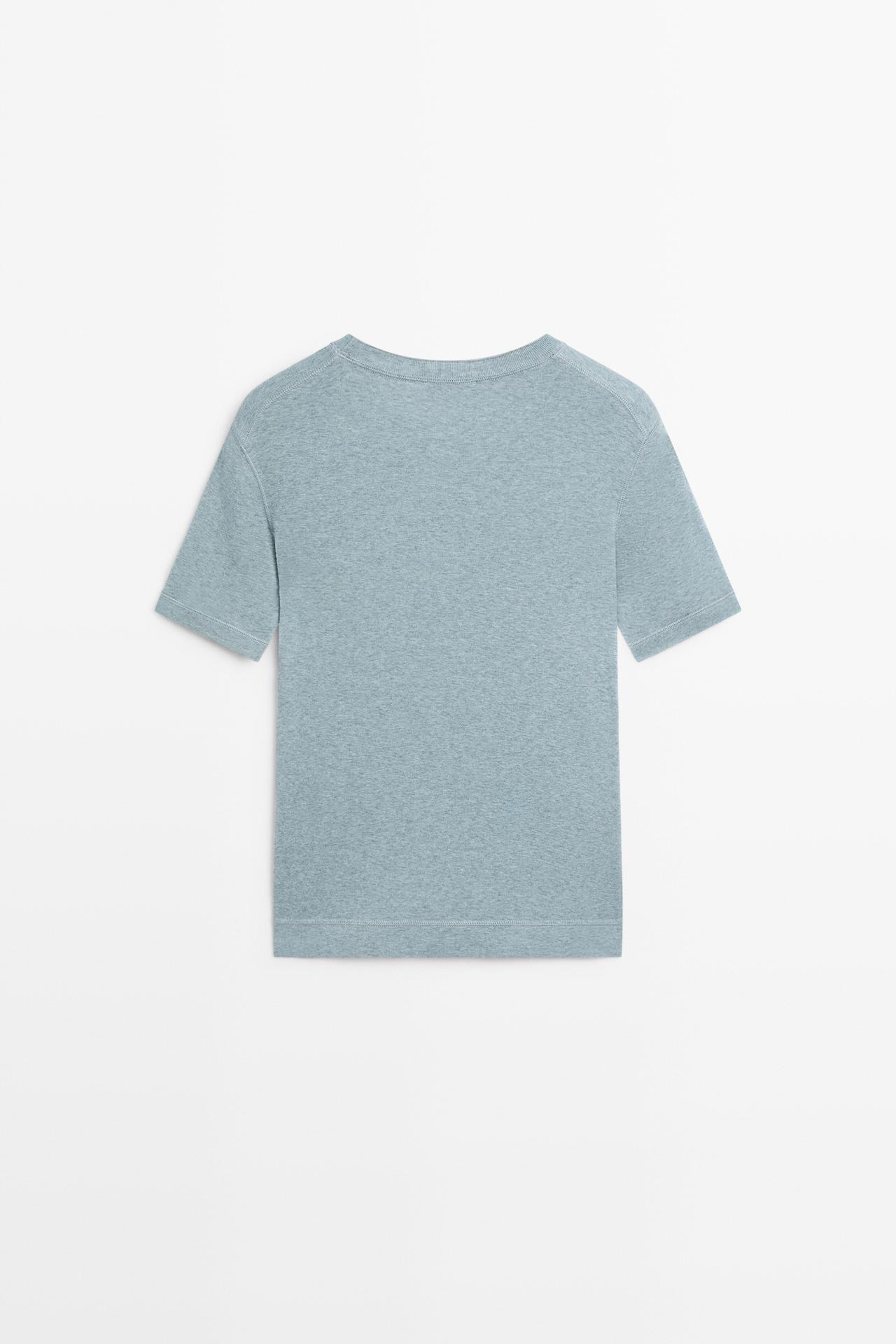 Short sleeve cotton blend T-shirt — INDIGO
