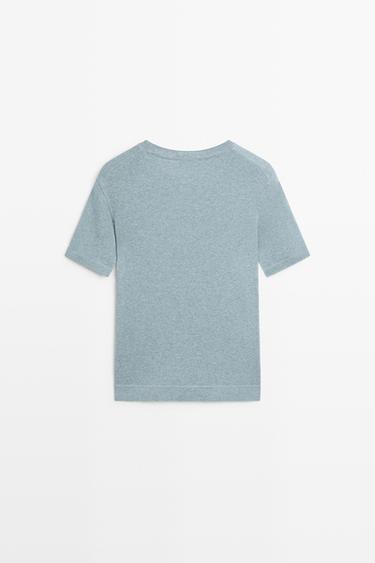 Short sleeve cotton blend T-shirt — INDIGO 6