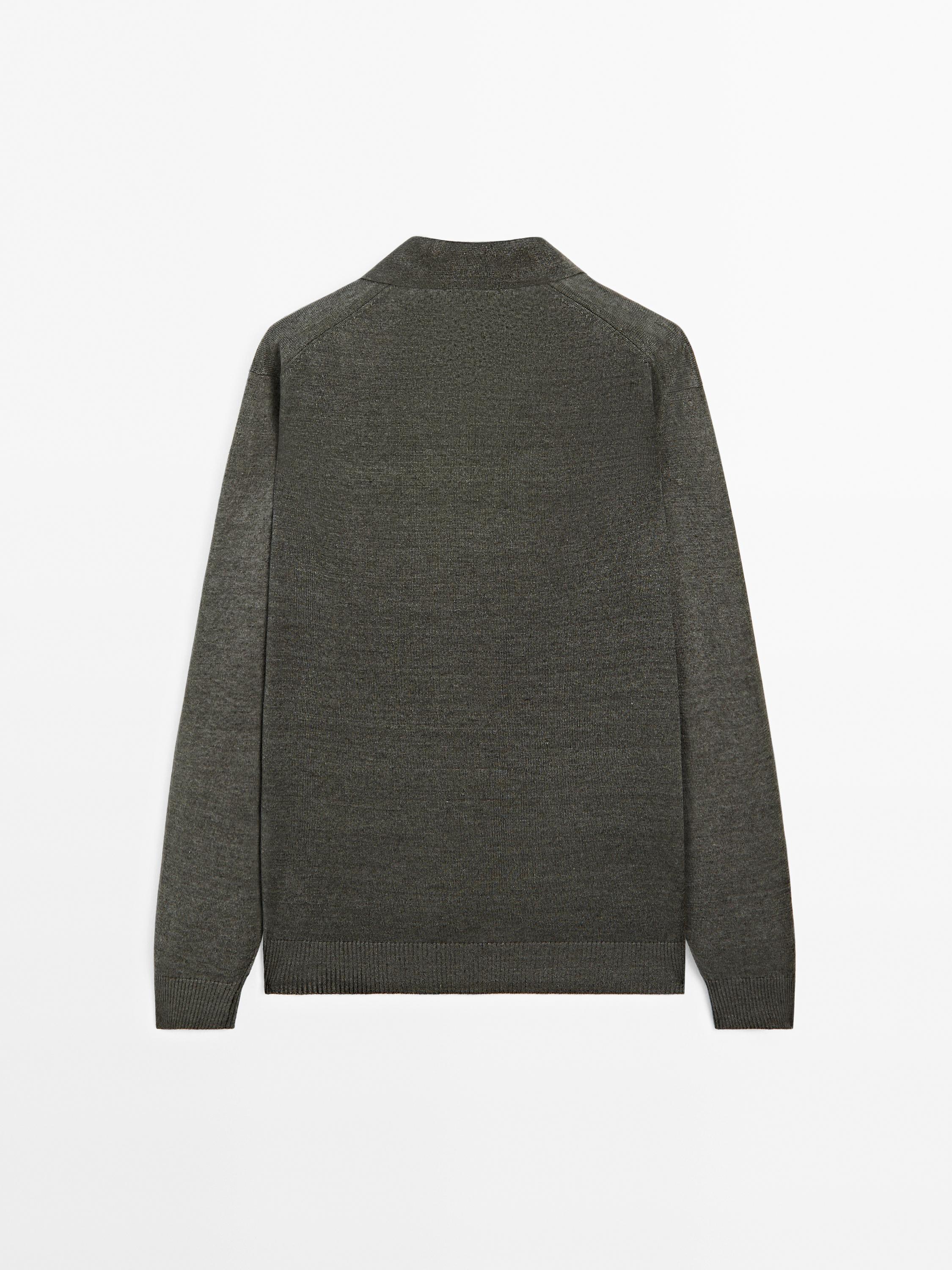 100% linen knit polo sweater