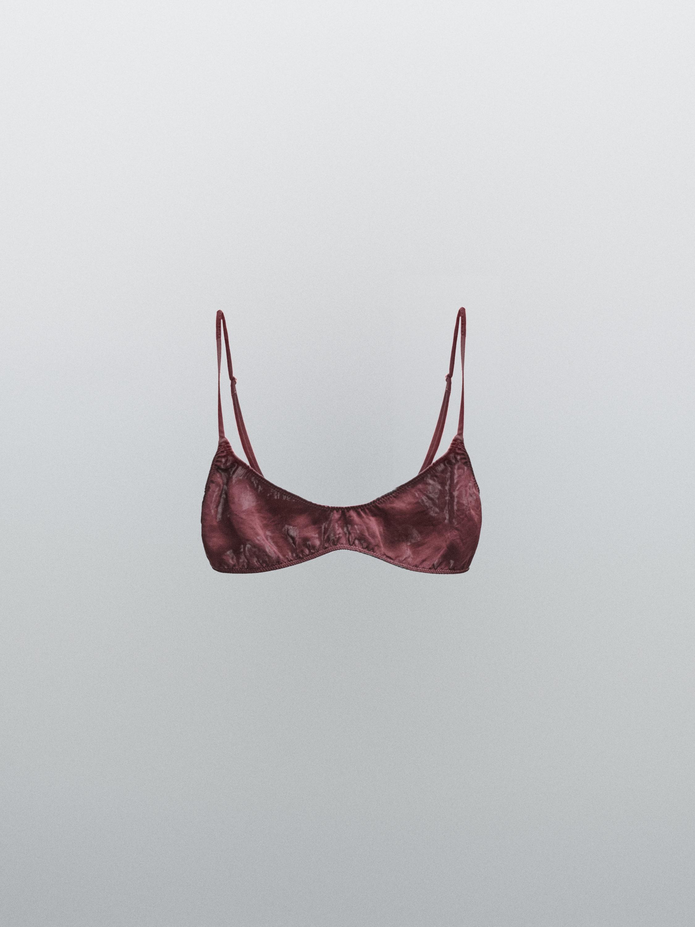 Gathered satin triangle bra - STUDIO