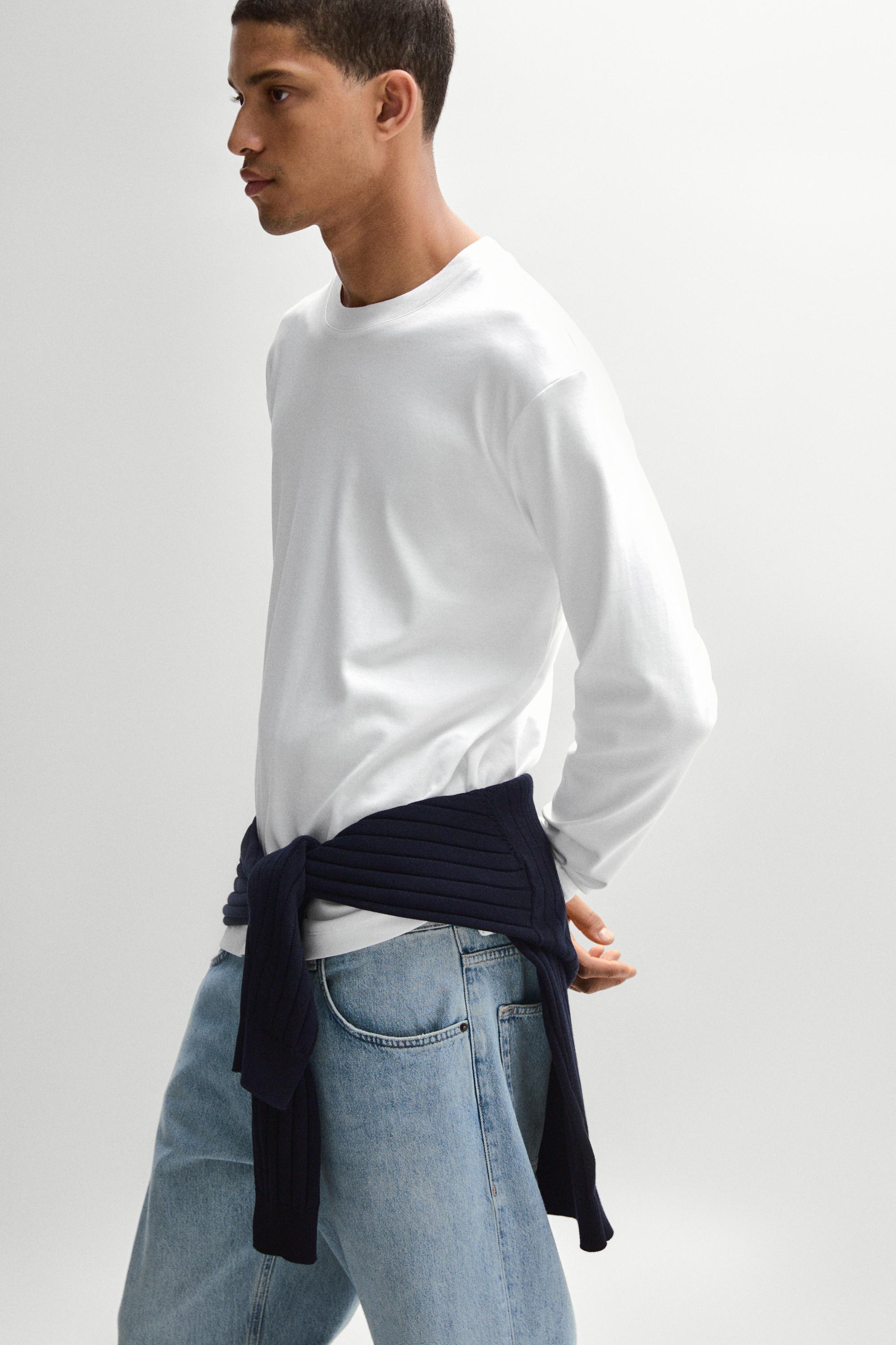 100% cotton long sleeve T-shirt — WHITE