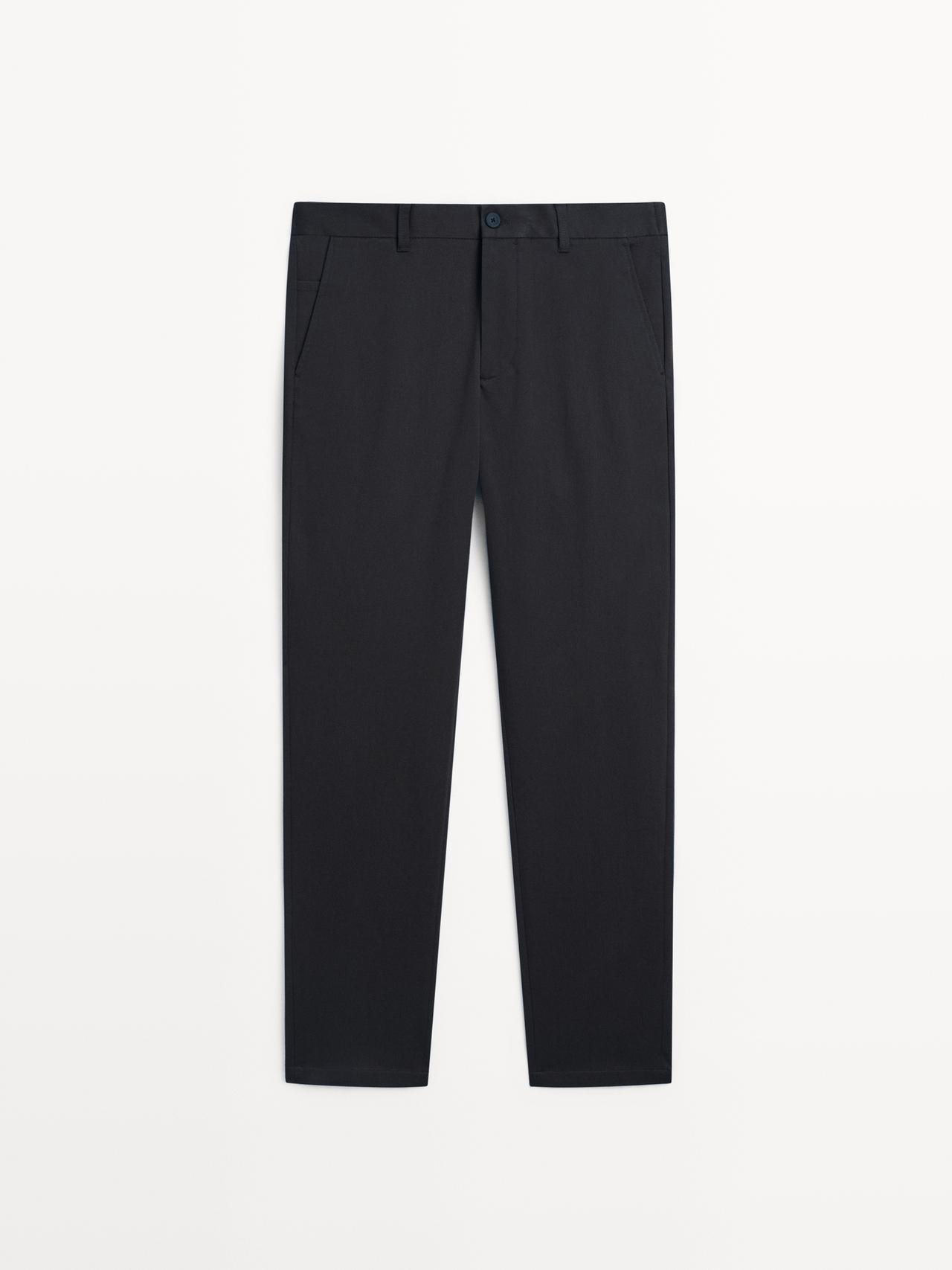 Massimo Dutti - Heren - Toelopende Broek Van Katoenmix - Marineblauw - 40