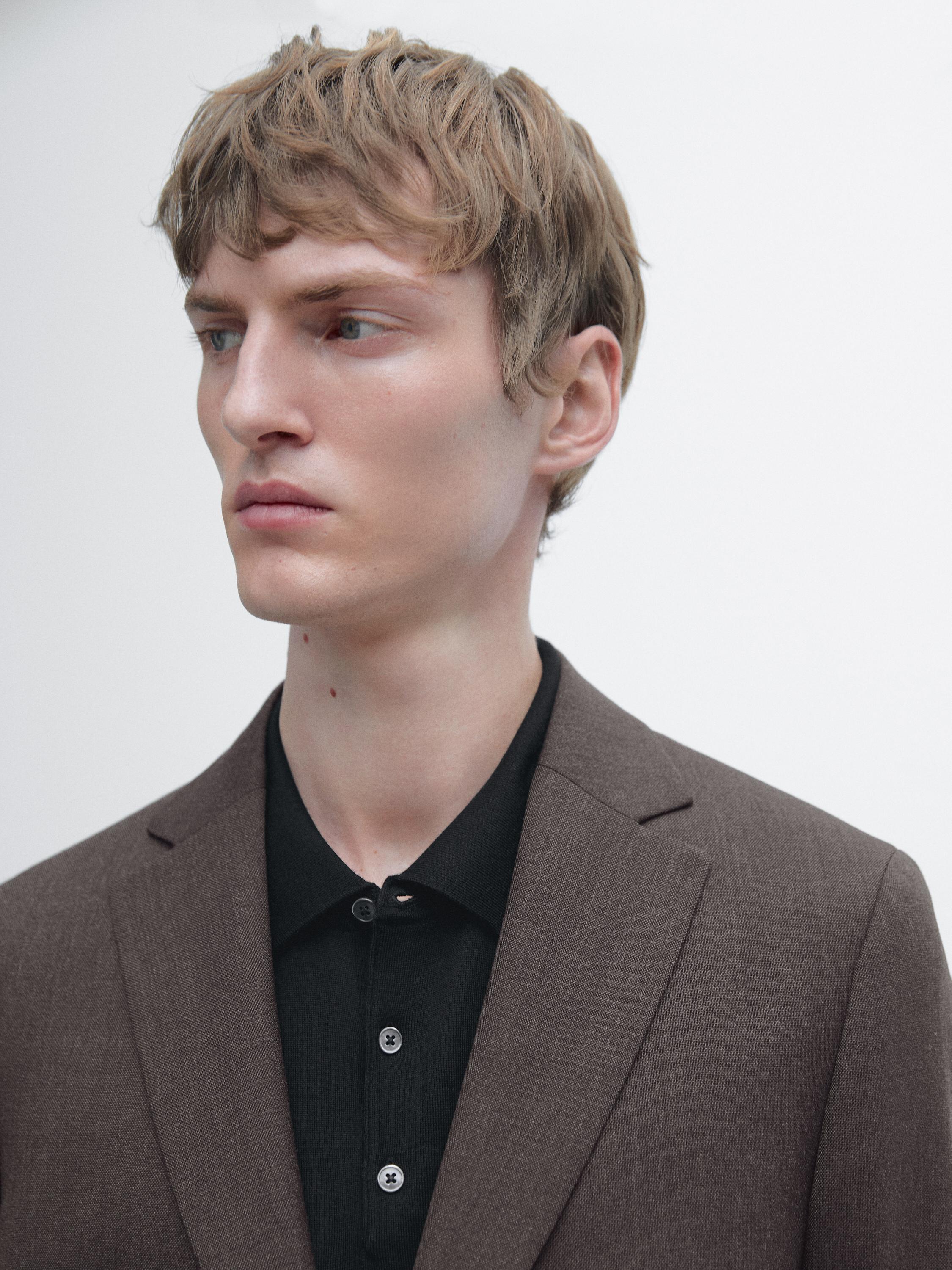 100% wool tailored blazer — BROWN