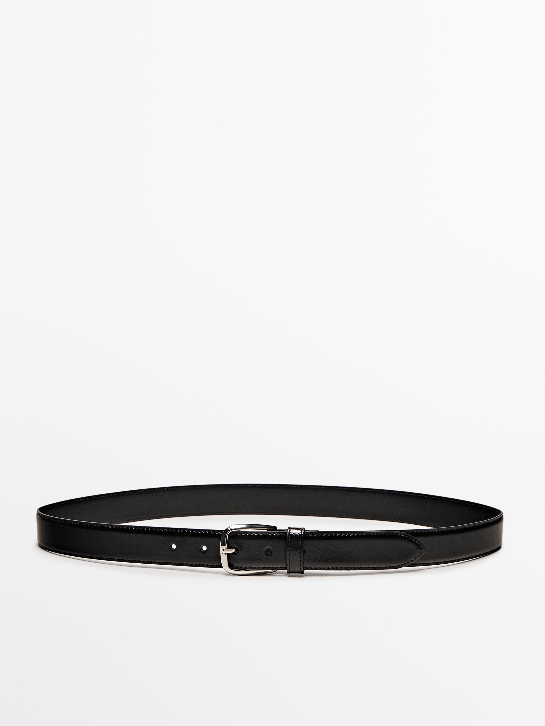 Nappa leather belt with topstitching detail