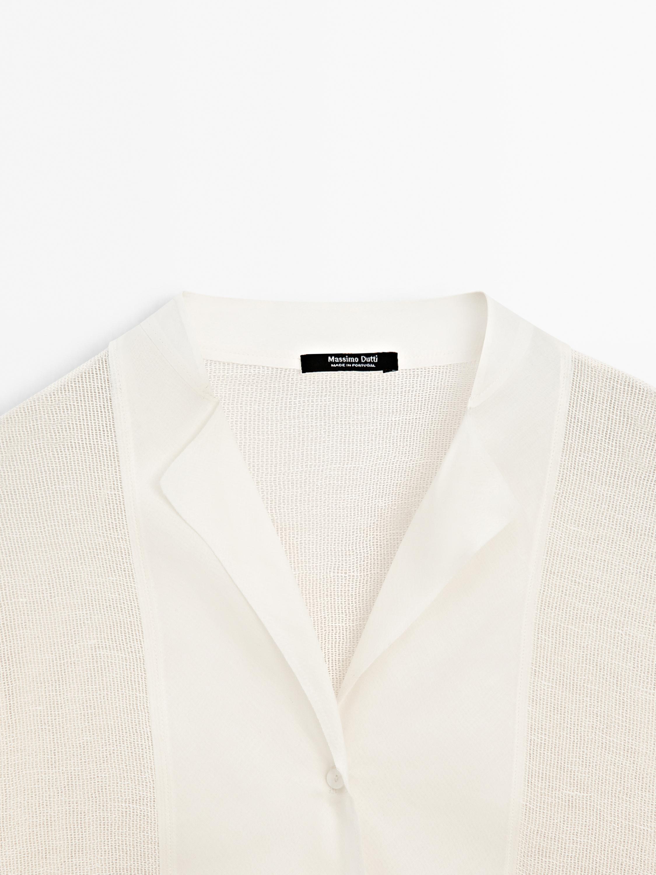 Cotton blend blouse with fabric detail