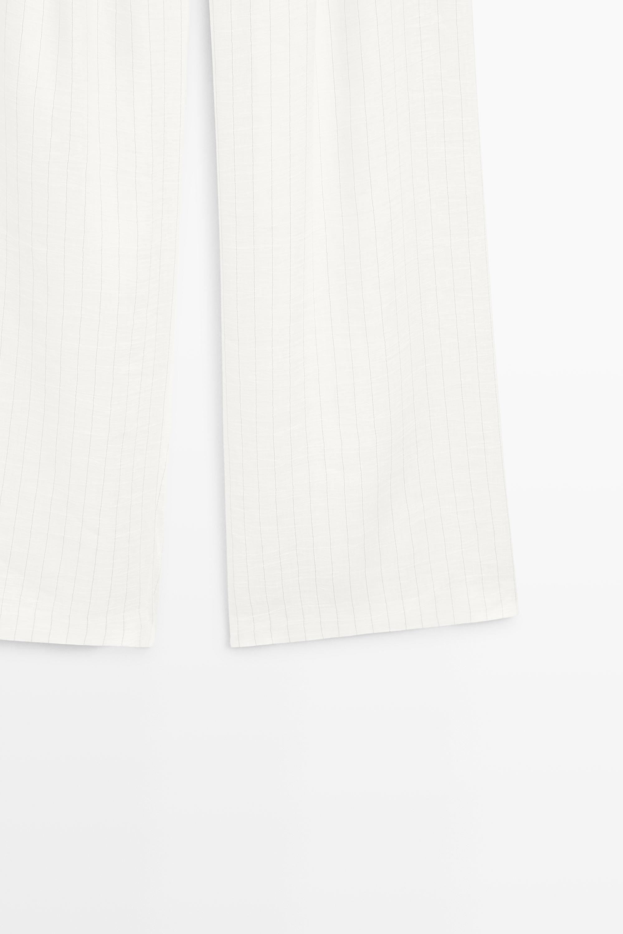 Striped pleated flowing pants - STUDIO — CREAM