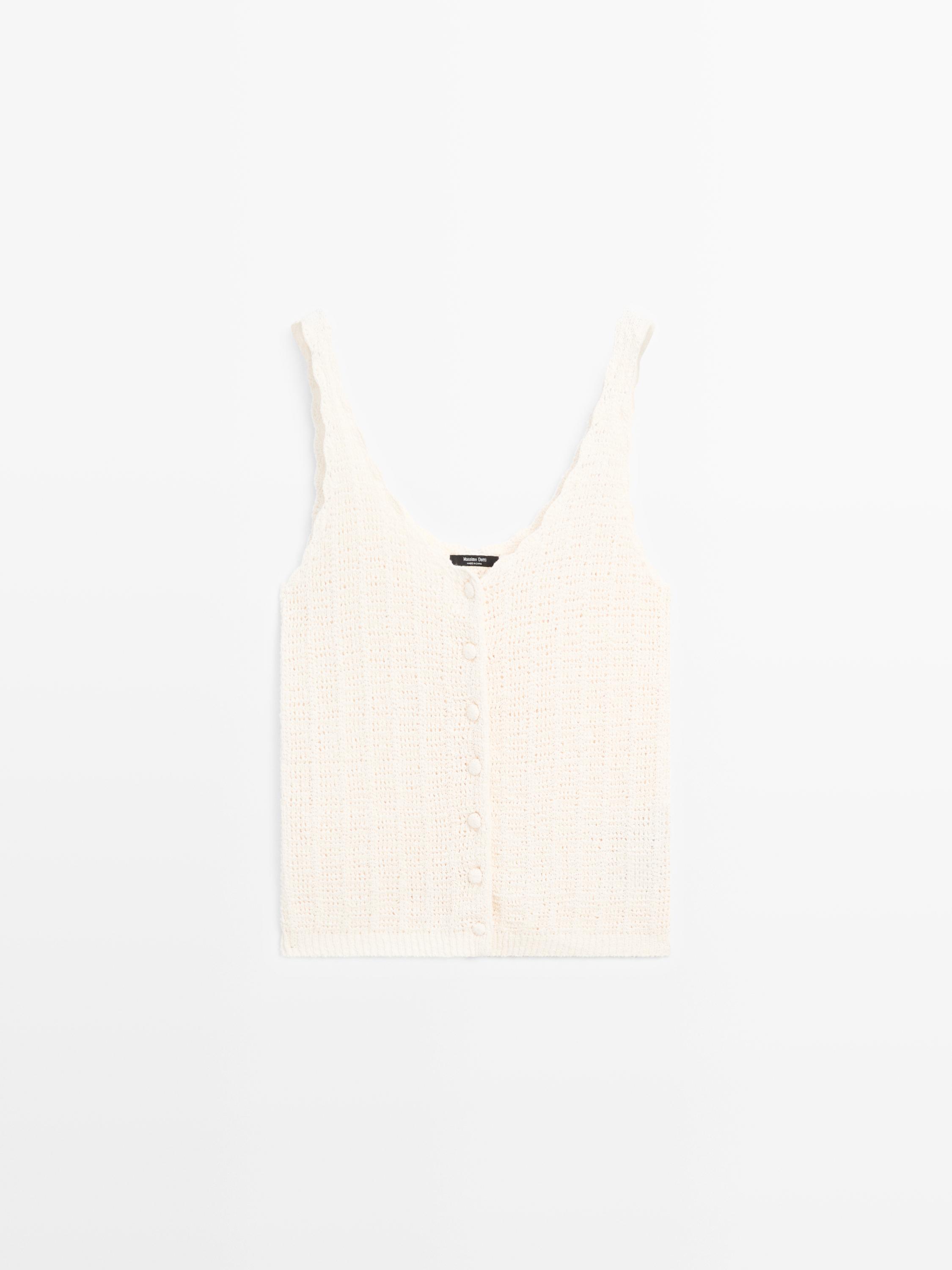 Top crochet detalle botones