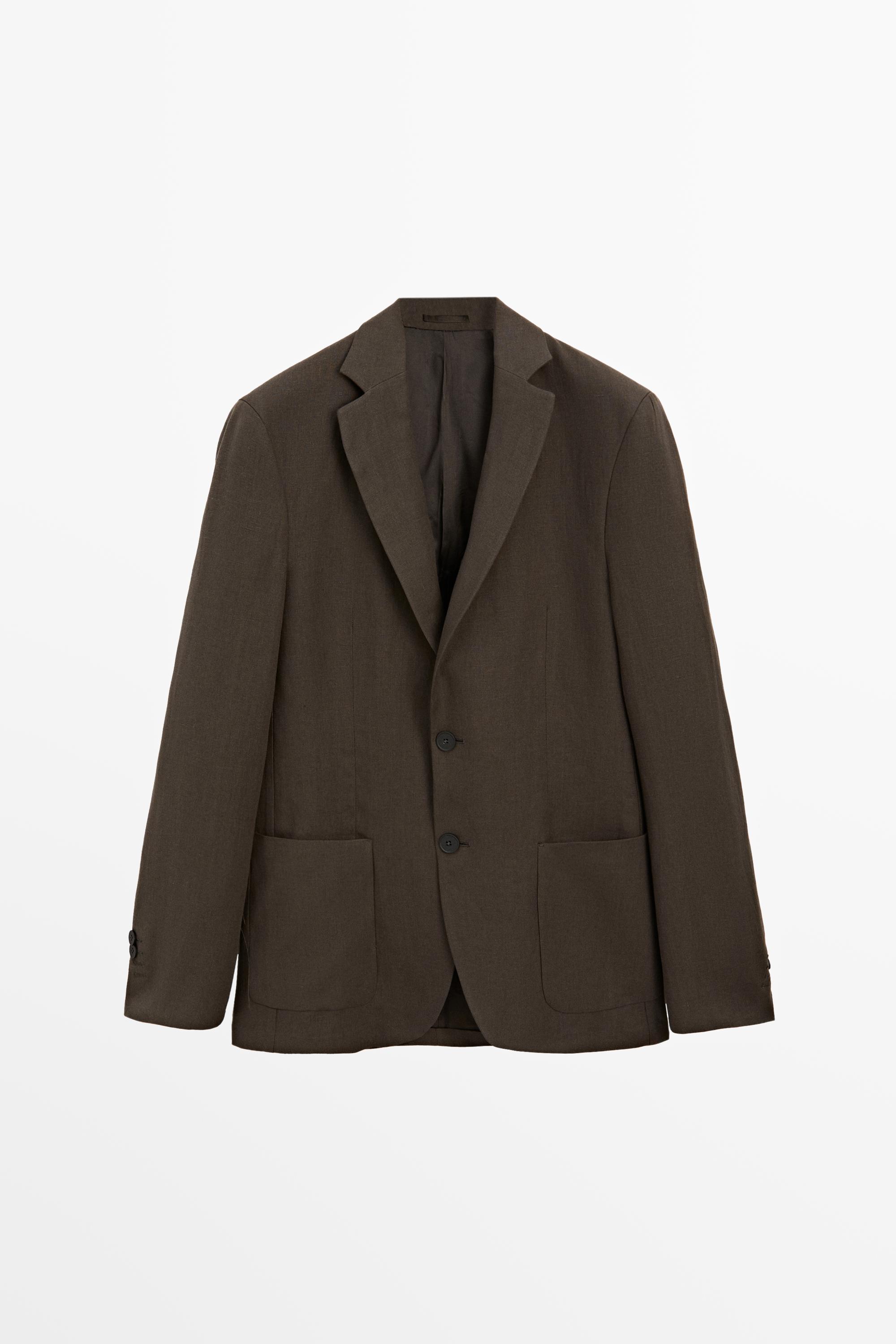 Linen suit blazer — BROWN
