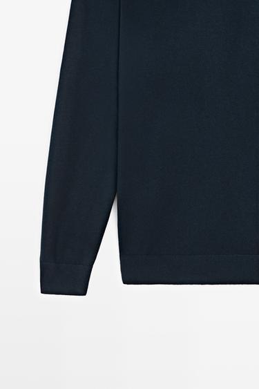 Cotton blend knit sweater — NAVY BLUE 7