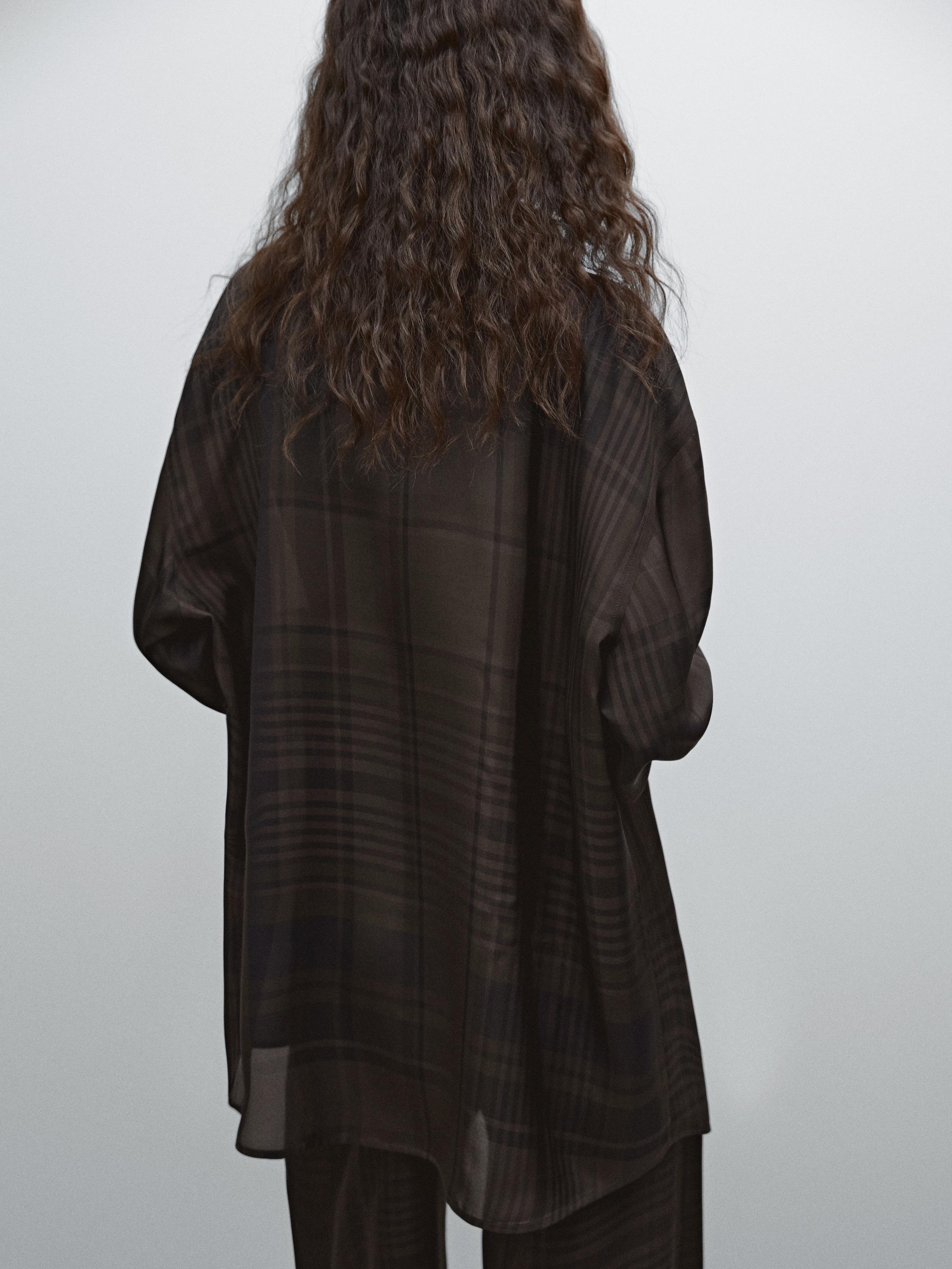 Long check overshirt