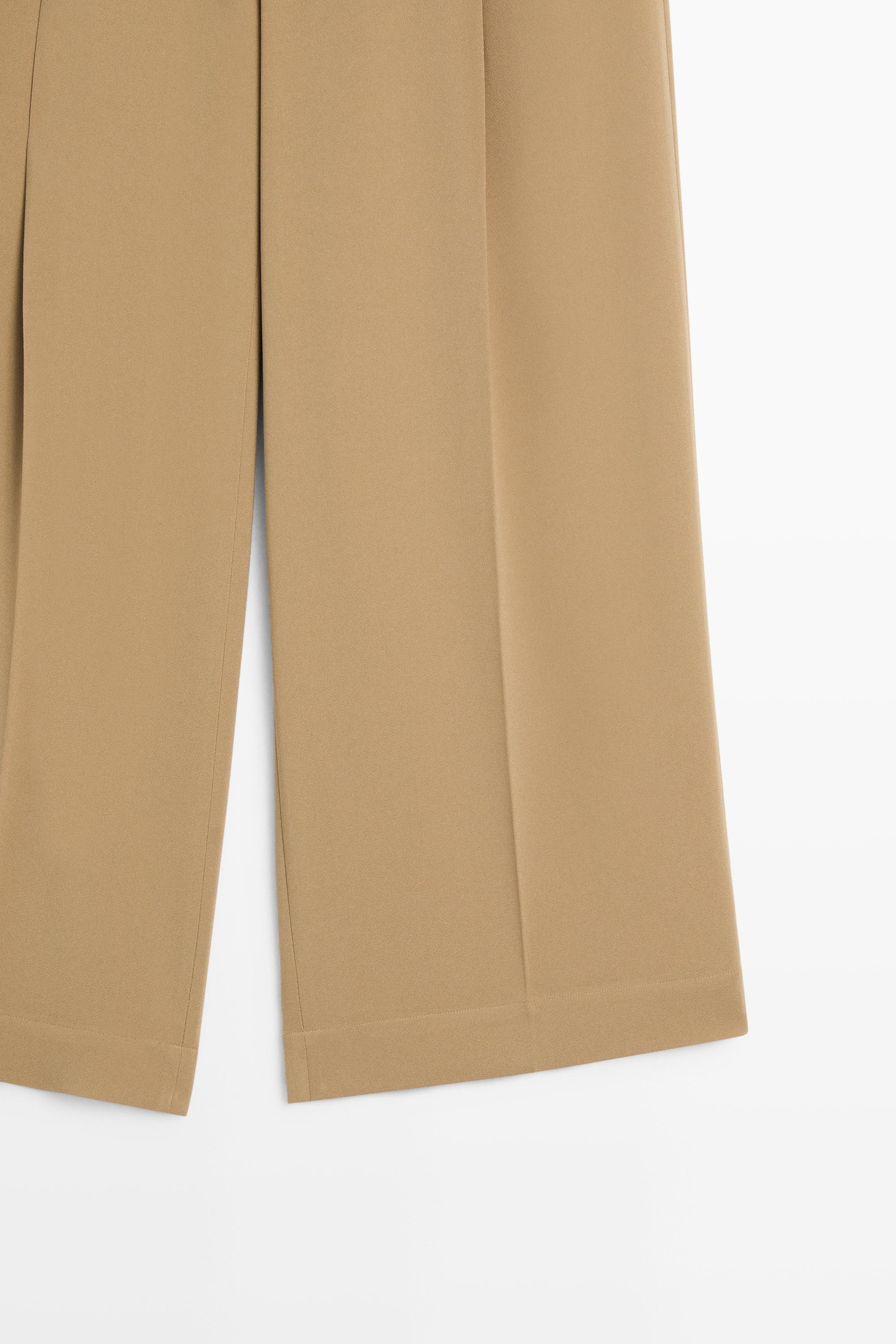 Flowing wide-leg darted pants - STUDIO — Caramel