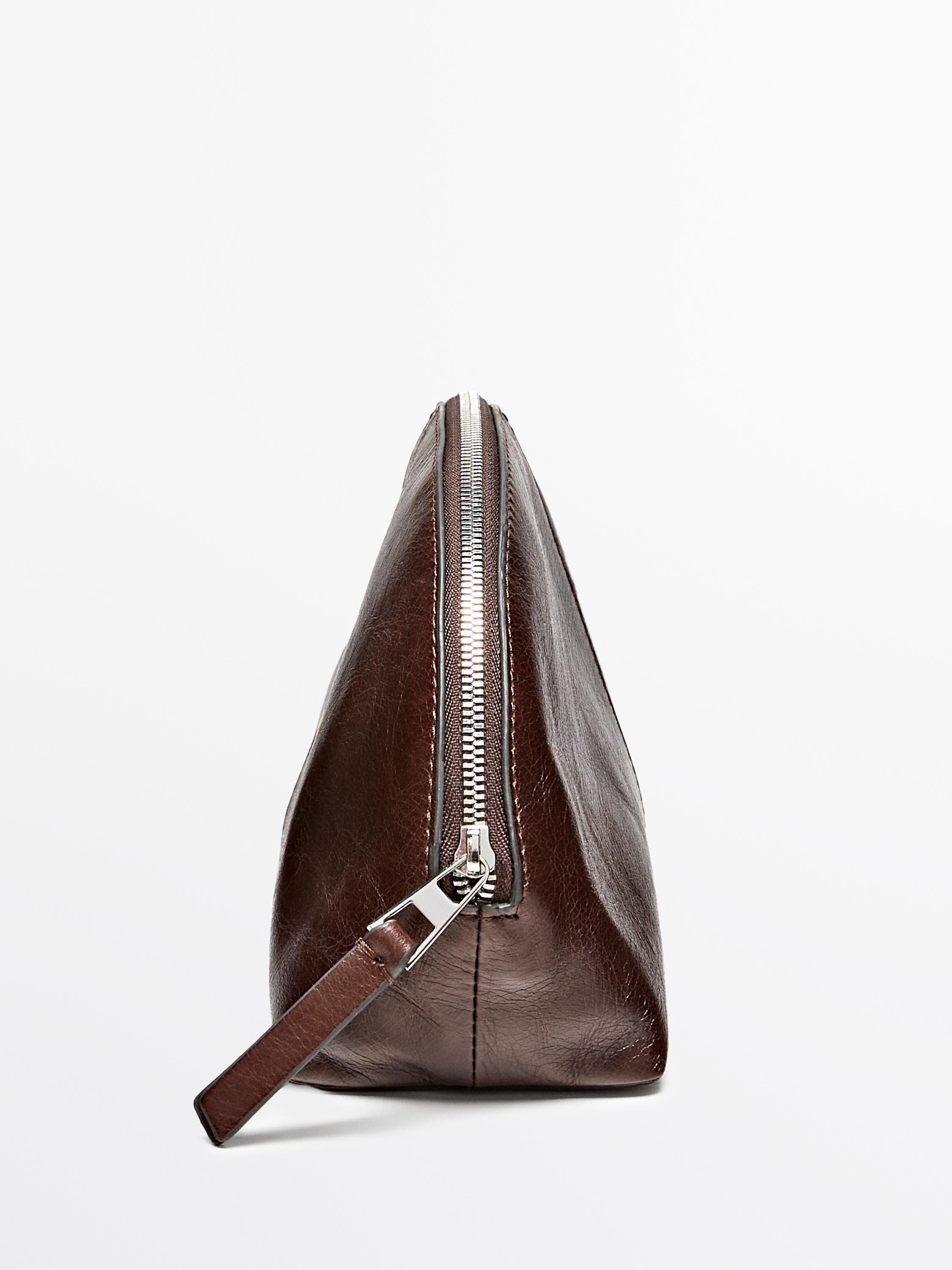 Nappa leather toiletry bag — BROWN
