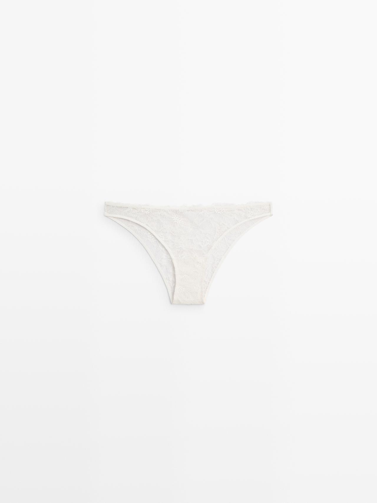 Scalloped lace briefs — CREAM
