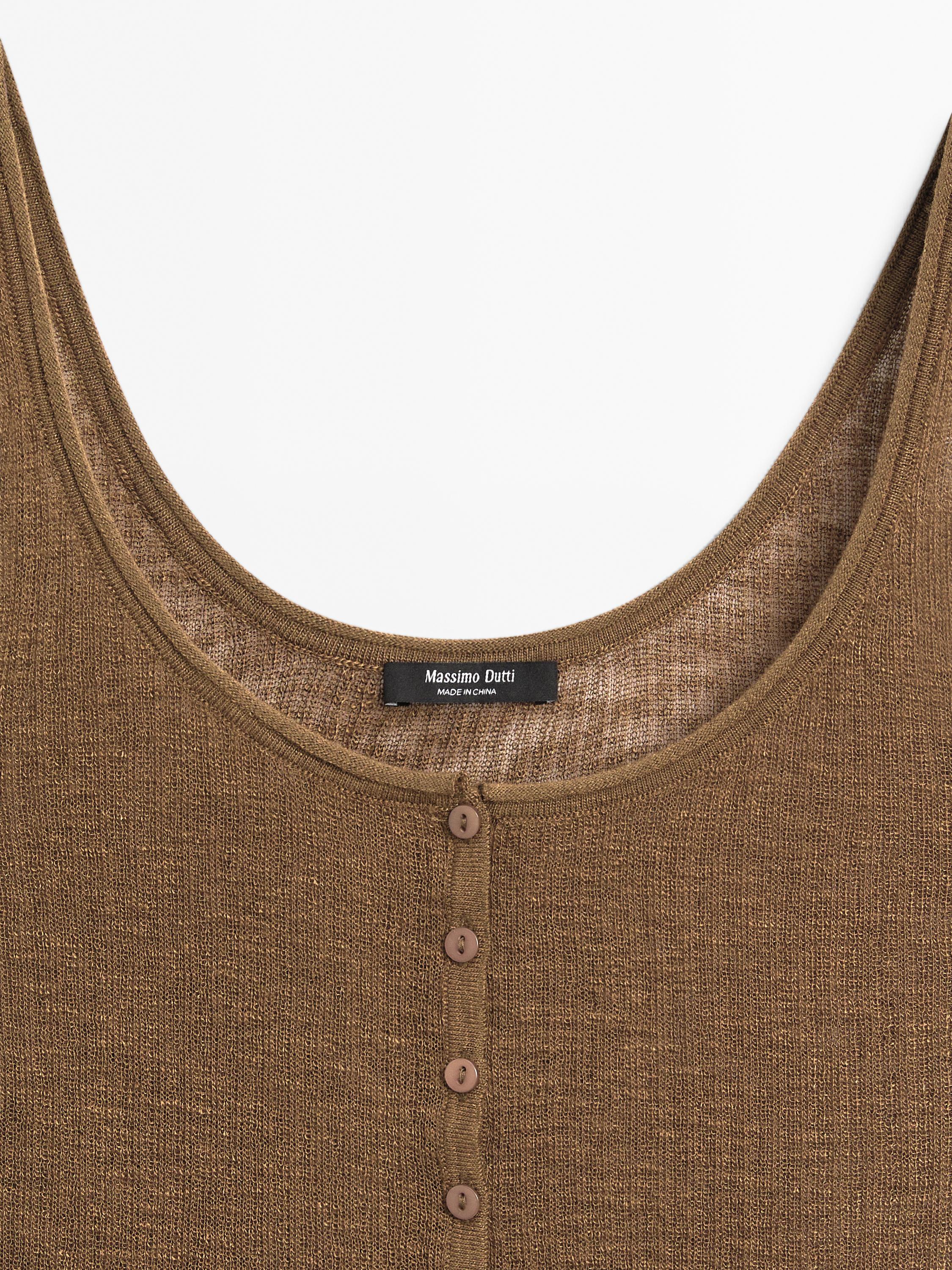 Melange fabric strappy top