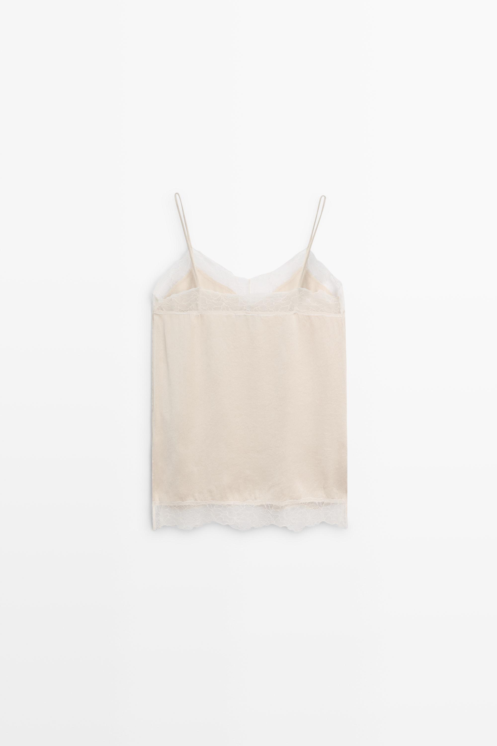 Strappy top with lace detail — CREAM