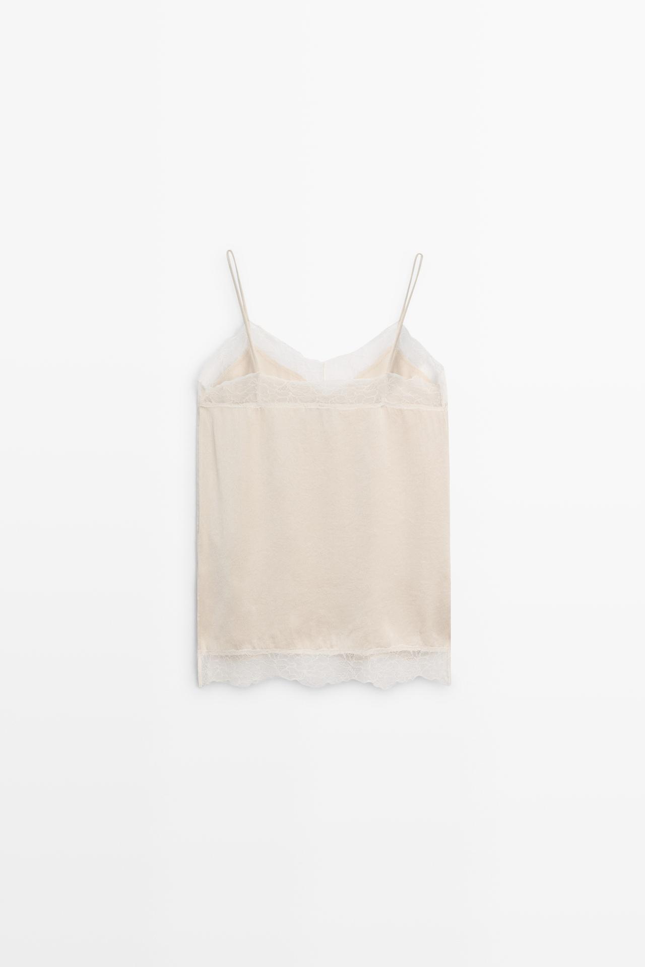 Strappy top with lace detail — CREAM