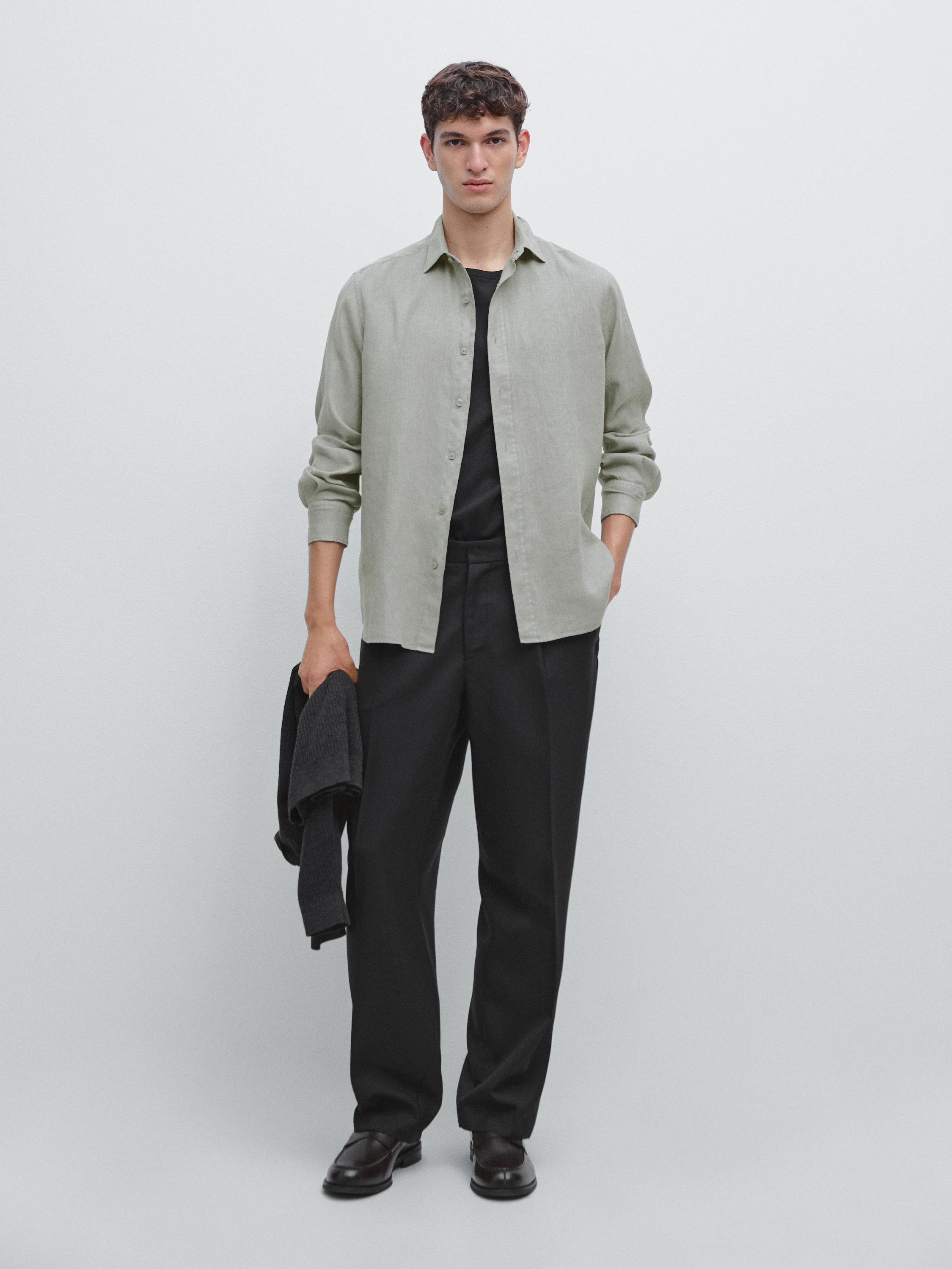 100% linen slim fit shirt