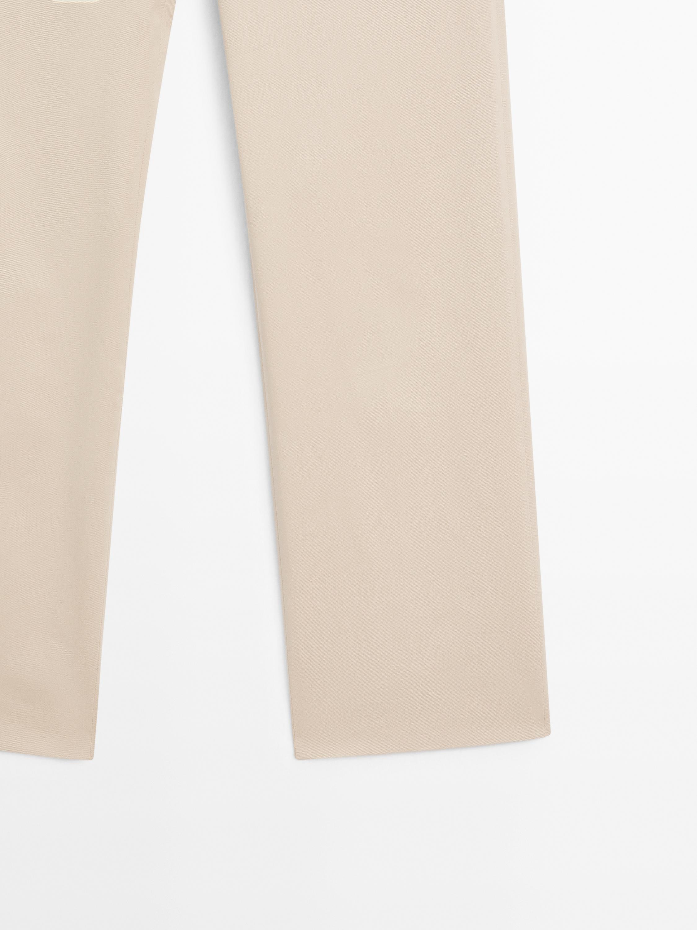 Pantalon straight en coton mélangé