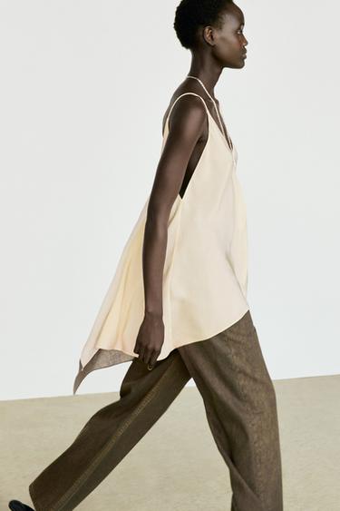 Asymmetric strappy flowing top — CREAM 5