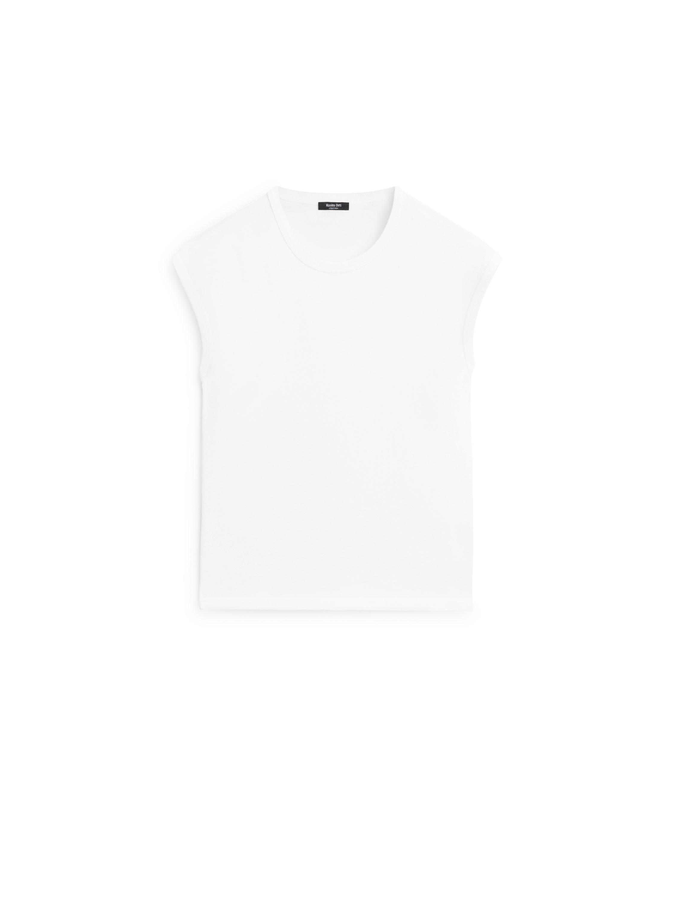 Sleeveless 100% cotton T-shirt — Off white