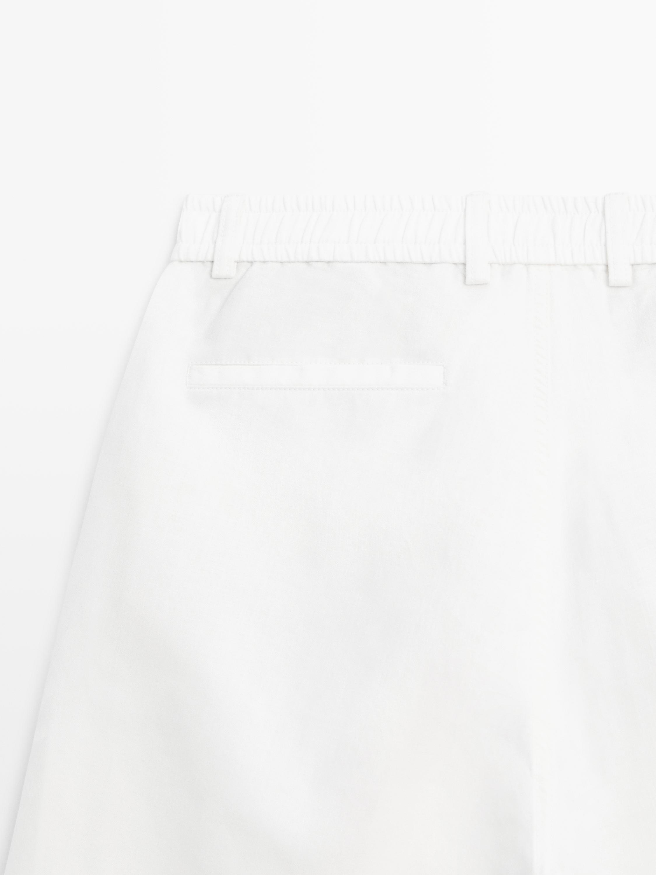 Linen blend Bermuda shorts — WHITE