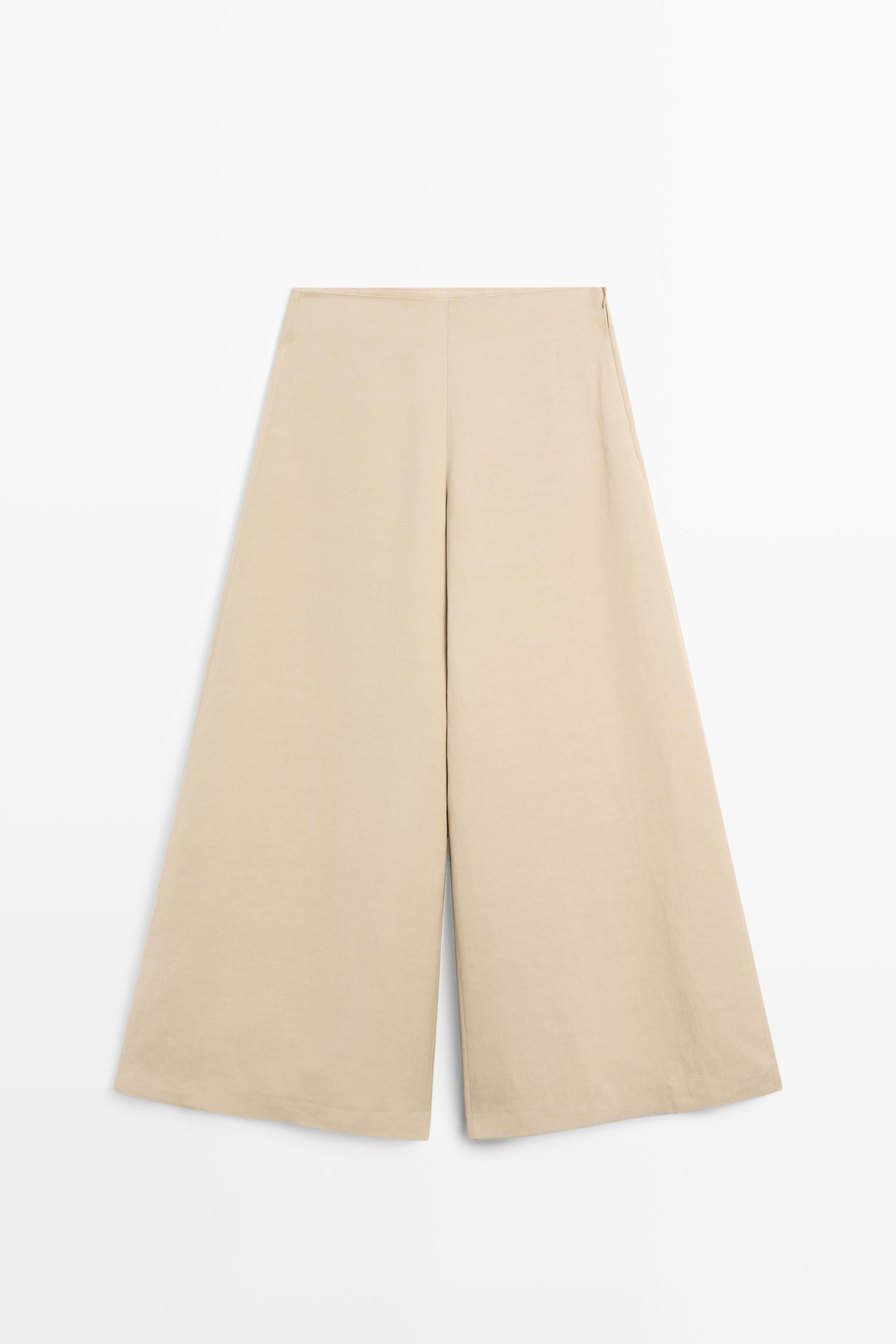 Wide-leg voluminous trousers — BEIGE