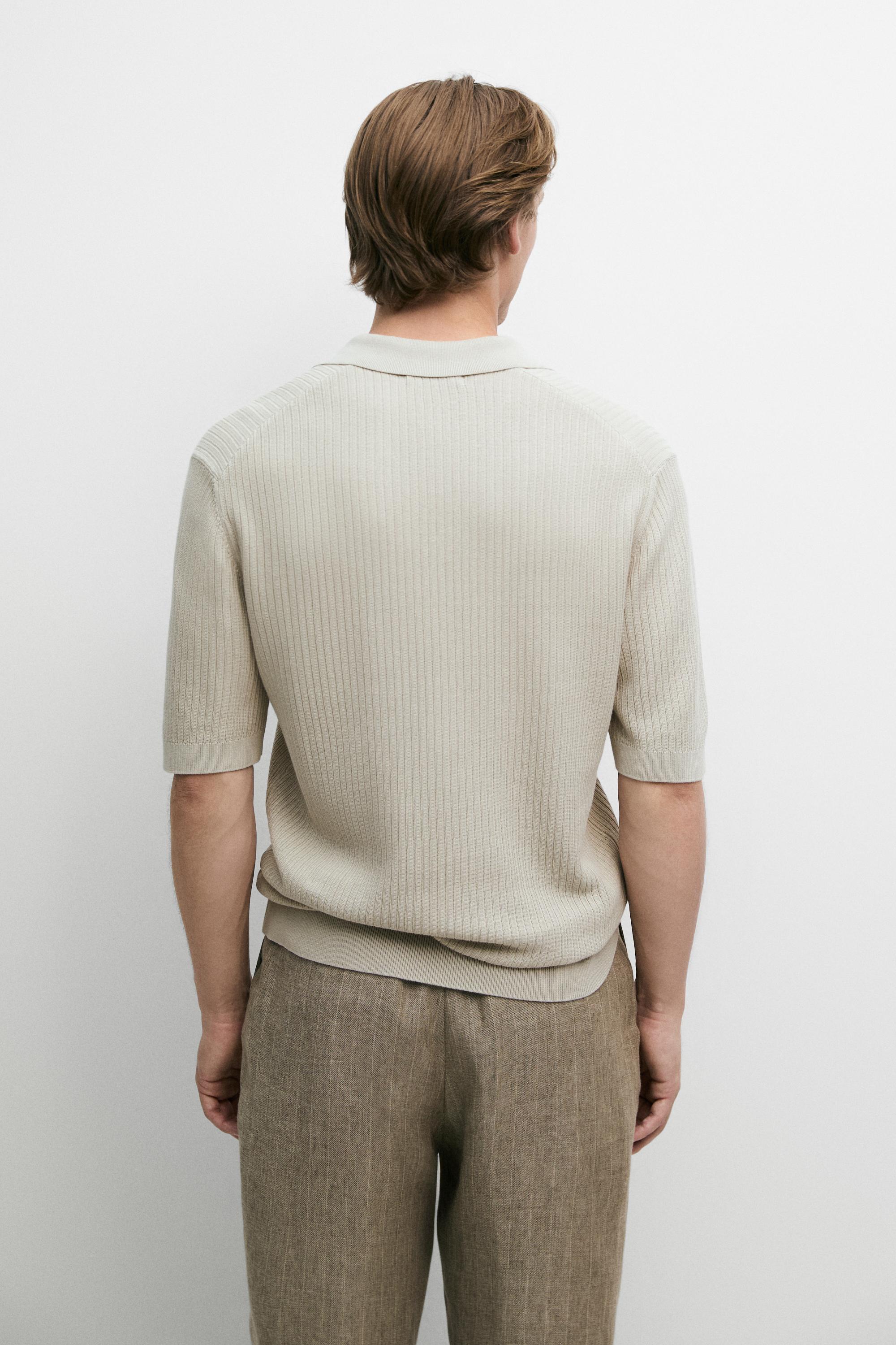 Regular fit cotton knit polo shirt — Green