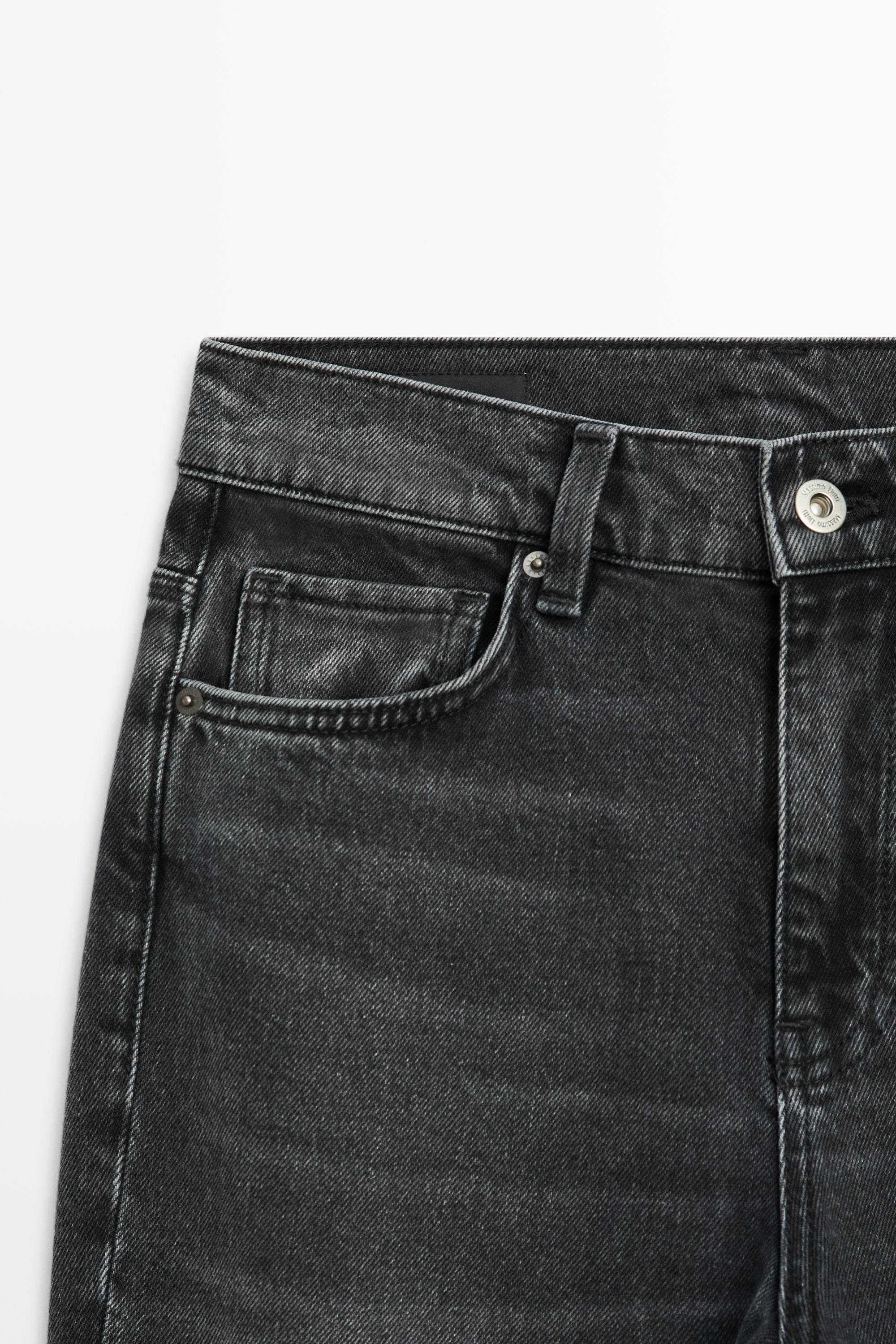 Mid-waist flare fit jeans — BLACK