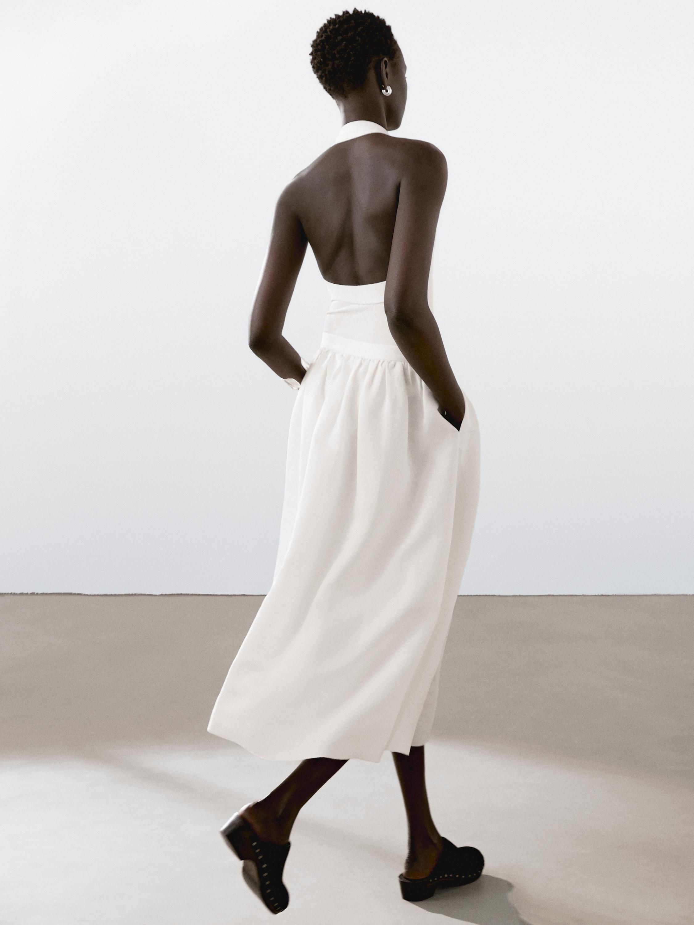 ★ Massimo Dutti★ Sim Detail Flare Linen Blend Skirt 05223 LINEN - Massimo Dutti - US