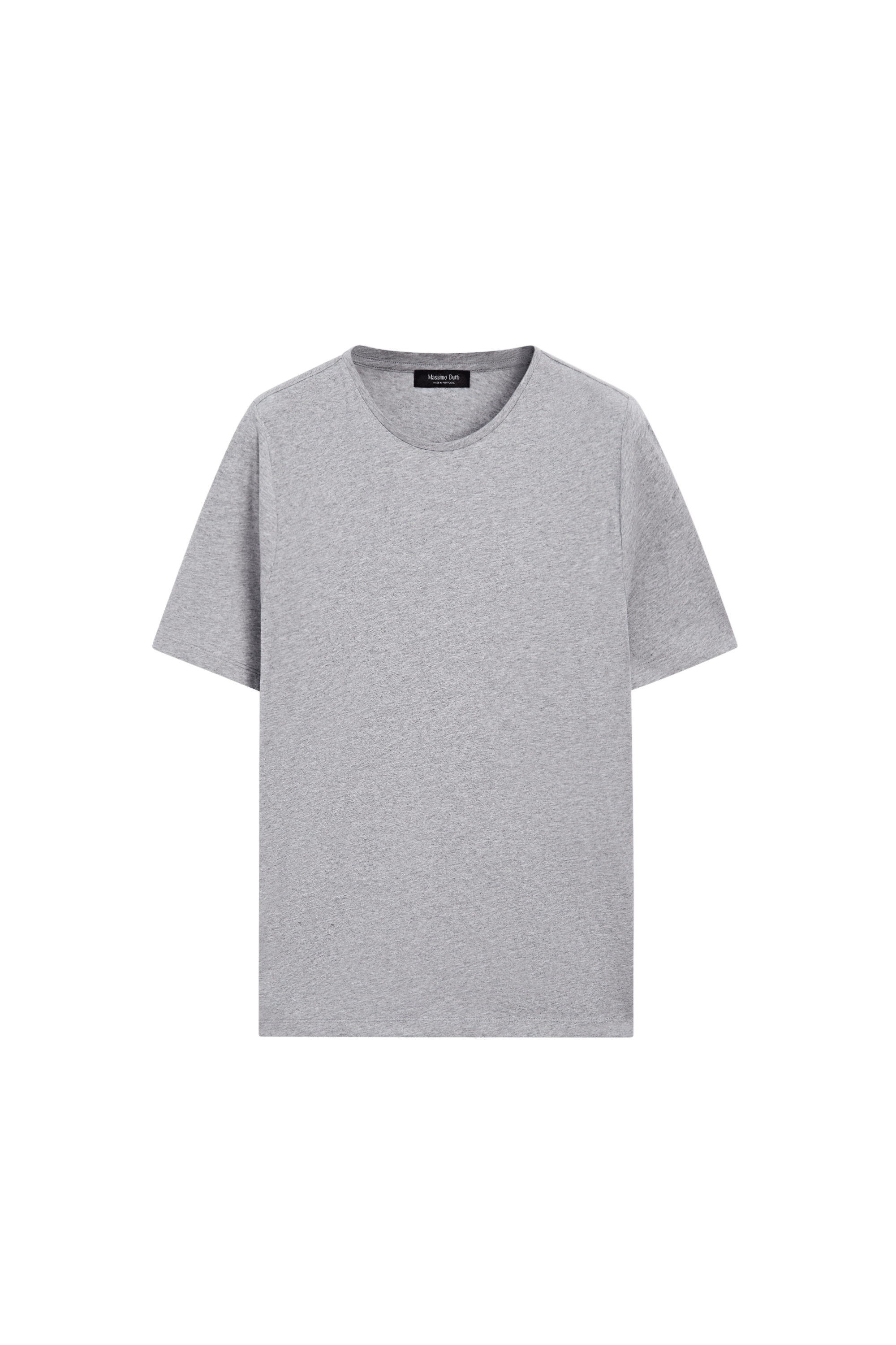 Massimo Dutti Kısa kollu pamuklu melanj t-shirt görsel 3