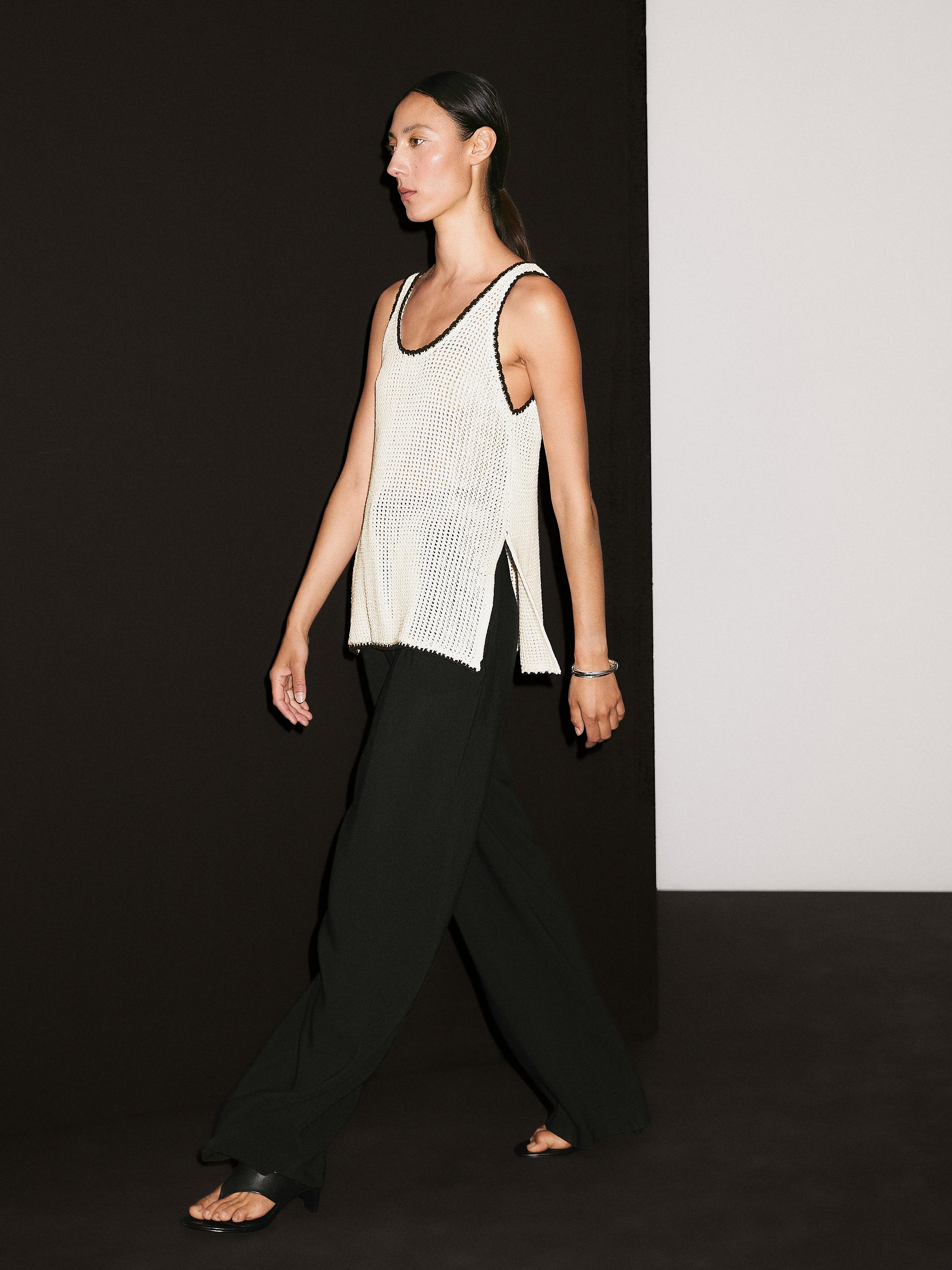 100% cotton strappy crochet top