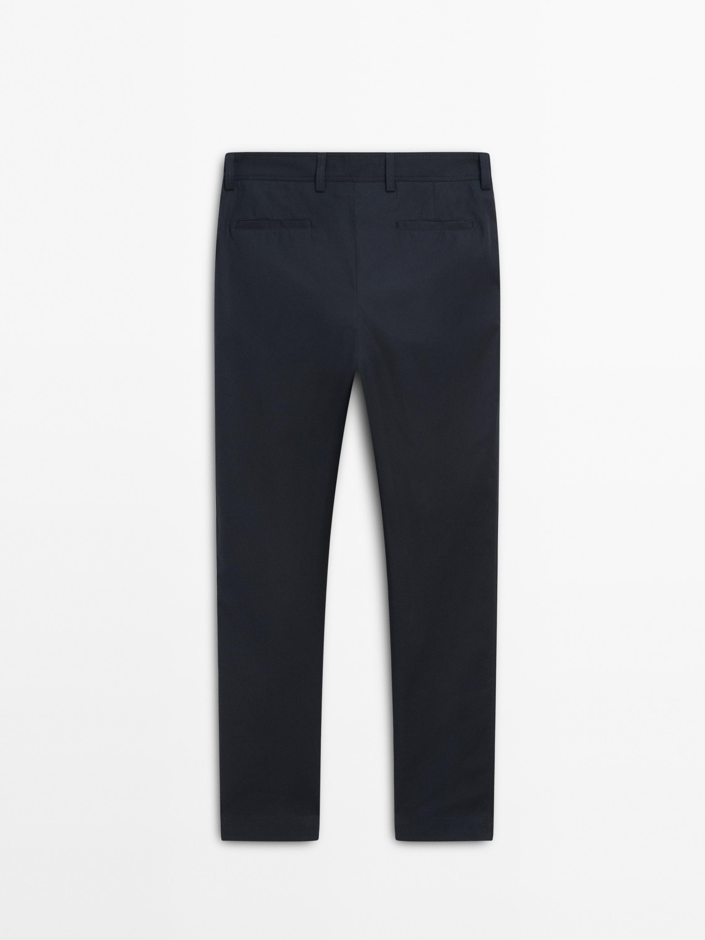 100% cotton tapered fit trousers