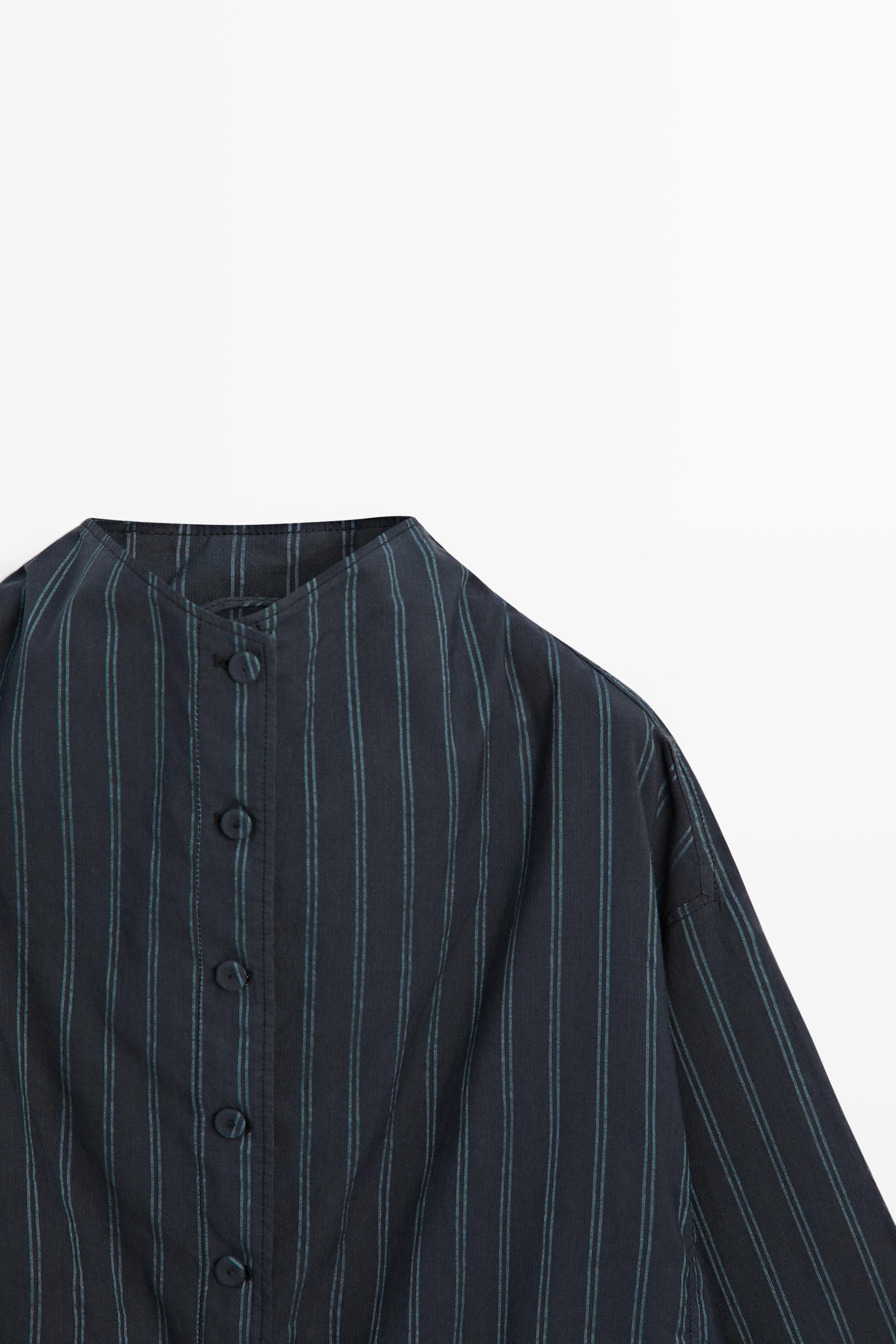 Striped high neck bomber jacket — DARK BLUE