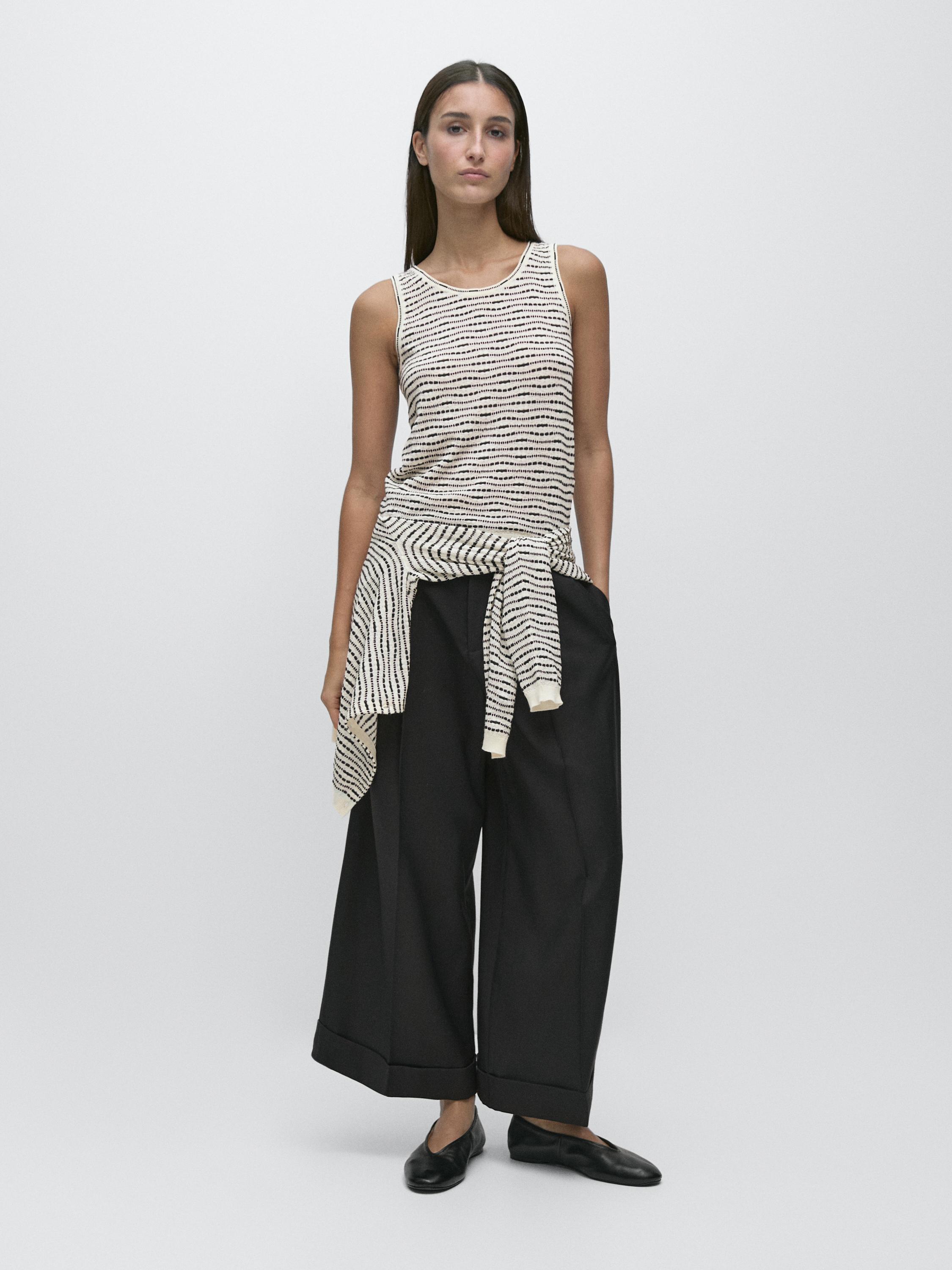100% cotton knit top — CREAM