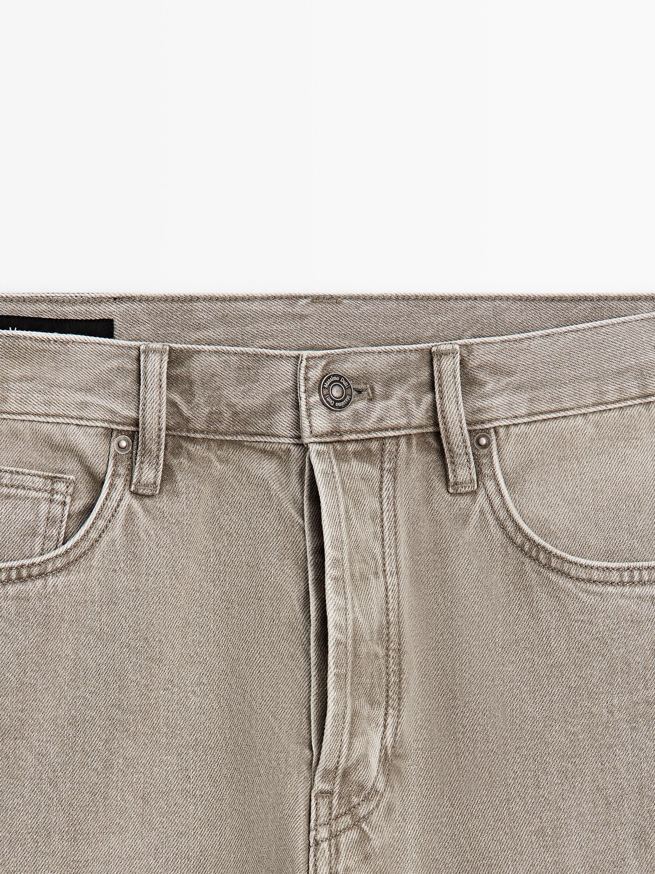 Straight-leg jeans — Greyish green