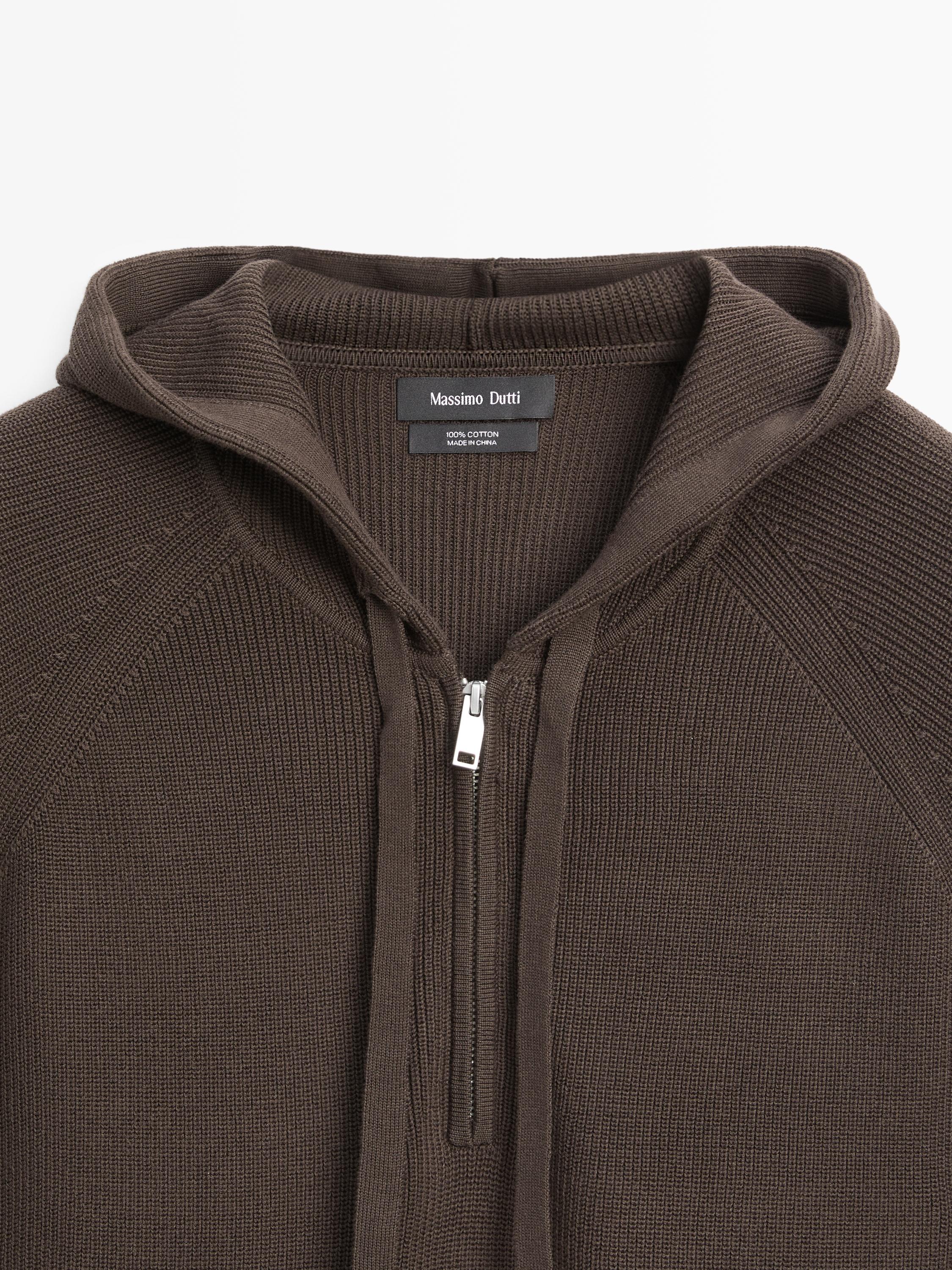 Kapüşonlu pamuklu triko sweatshirt