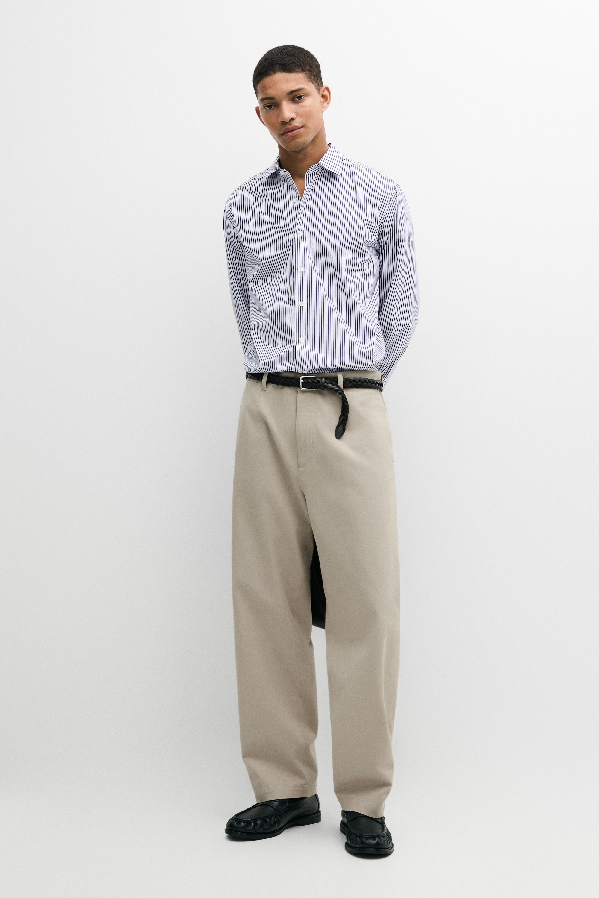 100% cotton regular fit striped shirt