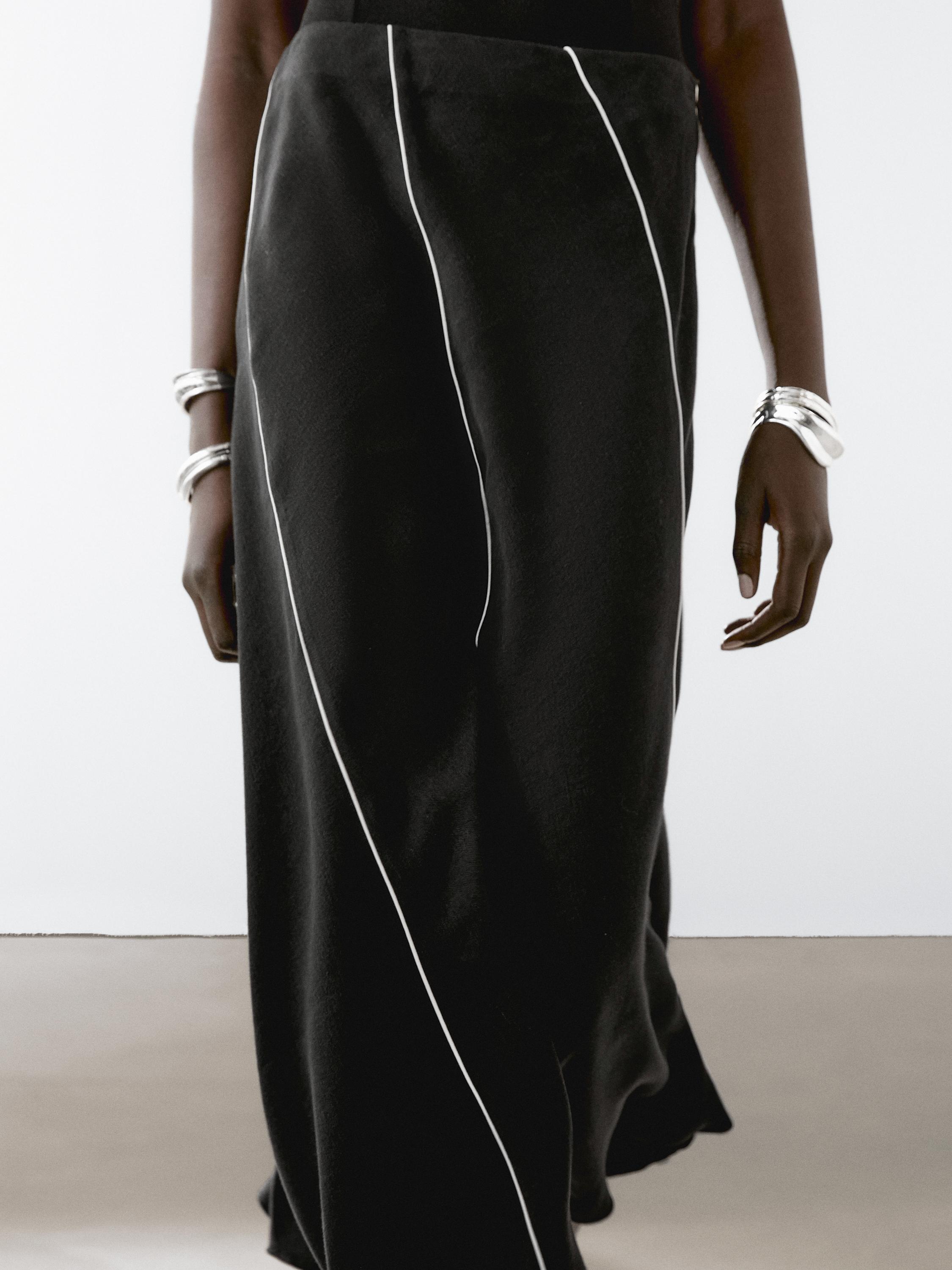 Jupe midi évasée lin mélangé