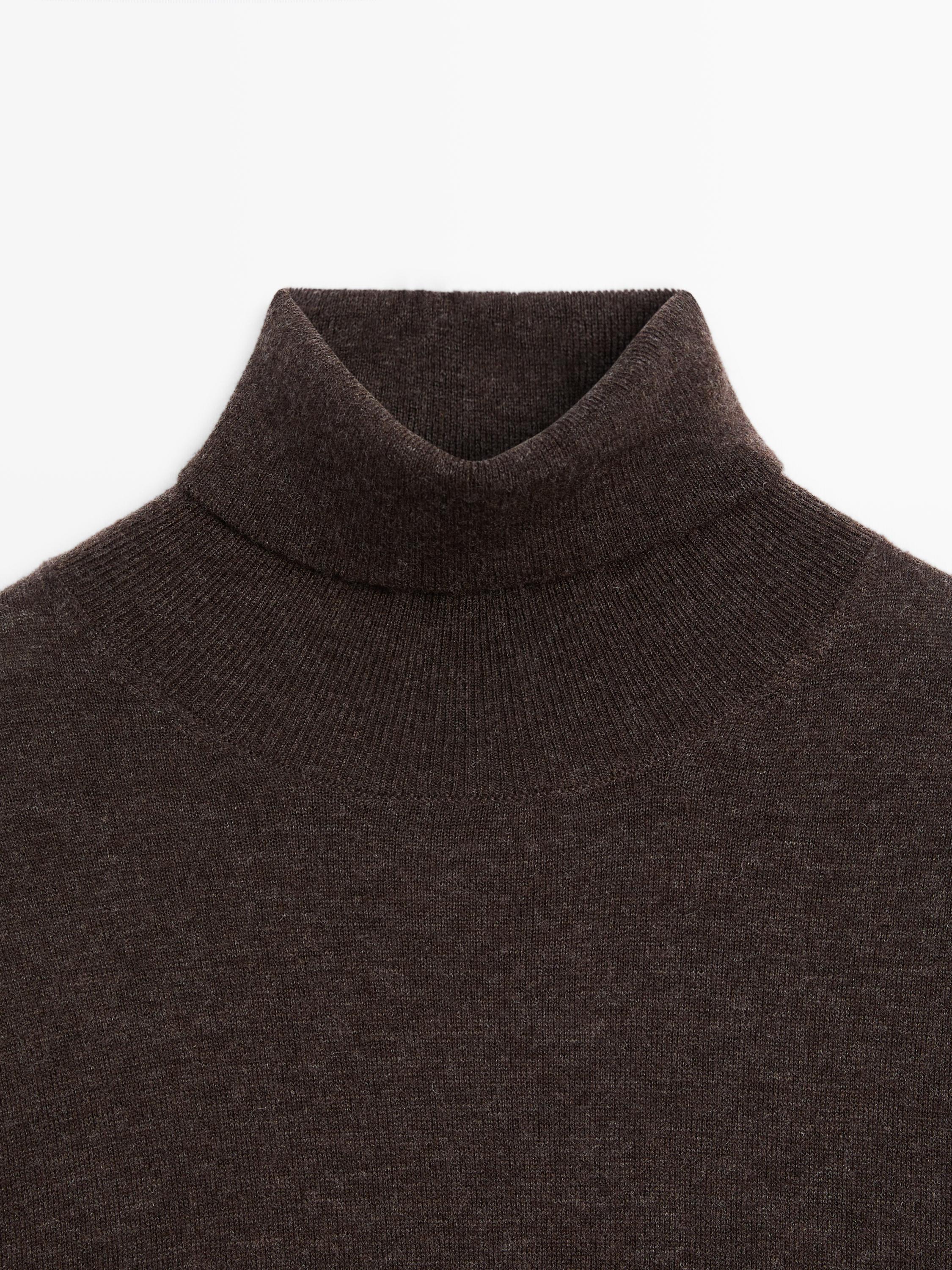 High neck wool blend sweater