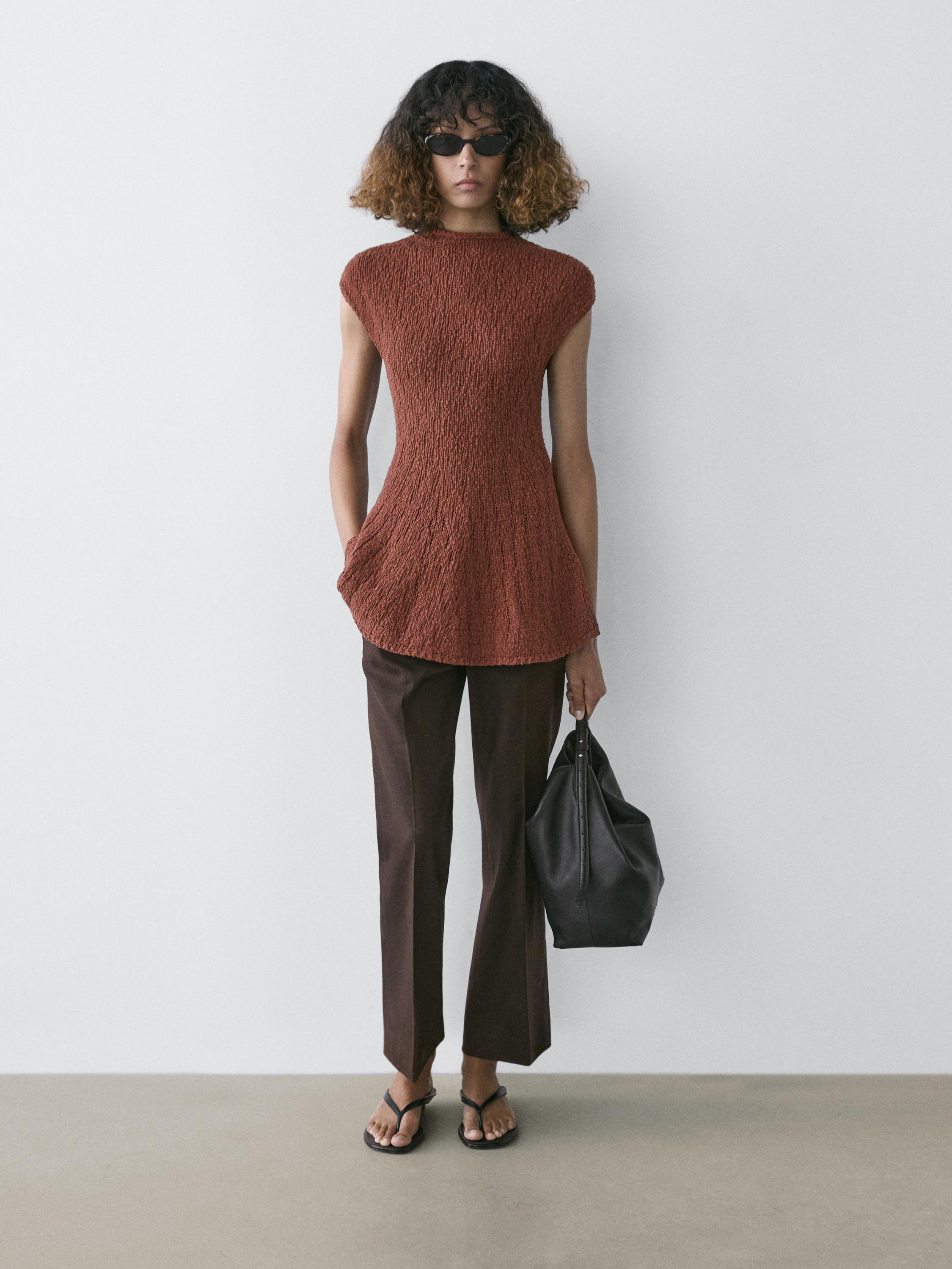Flared trousers with pocket — Chocolate
